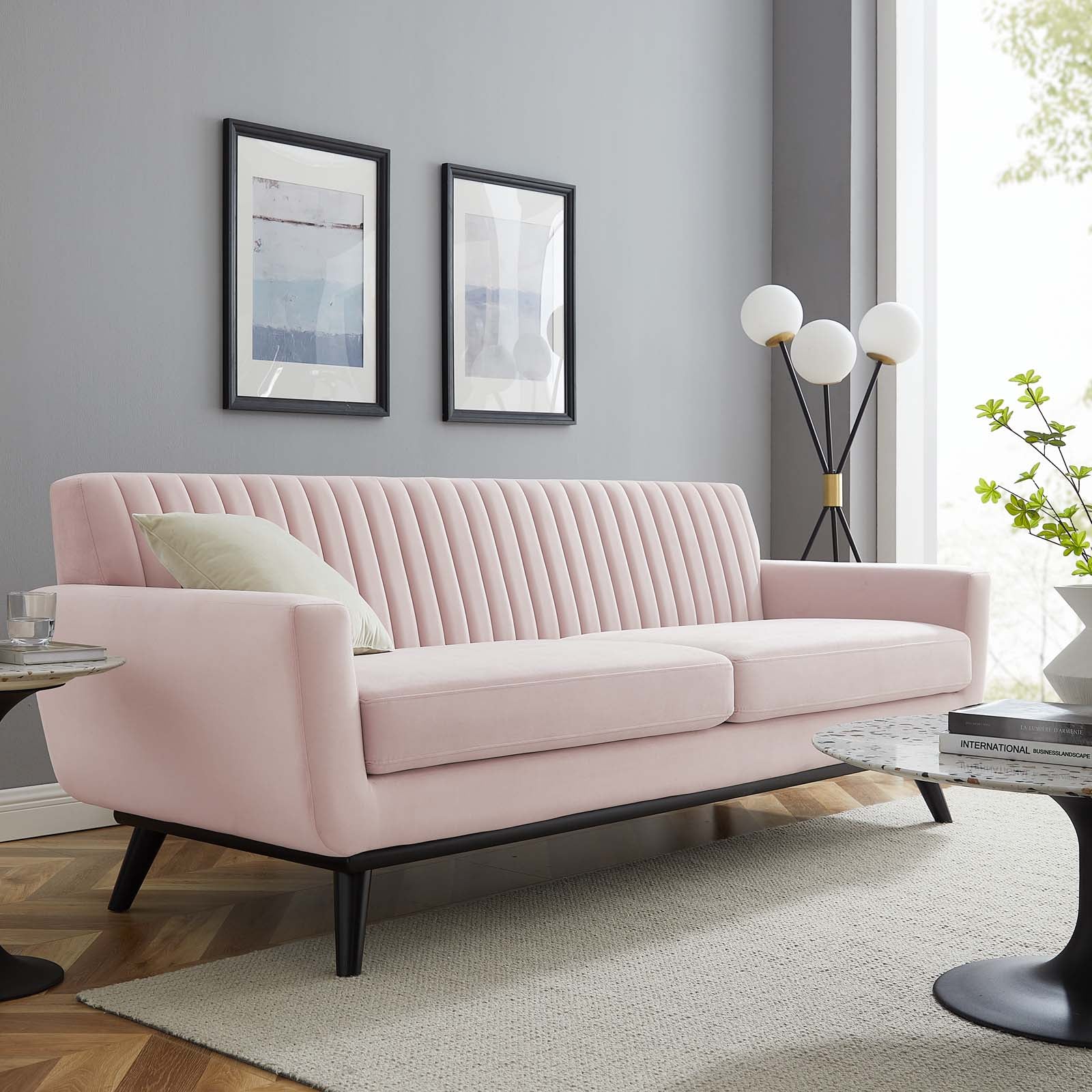 Modway Sofas & Couches - Engage Channel Tufted Performance Velvet Sofa Pink