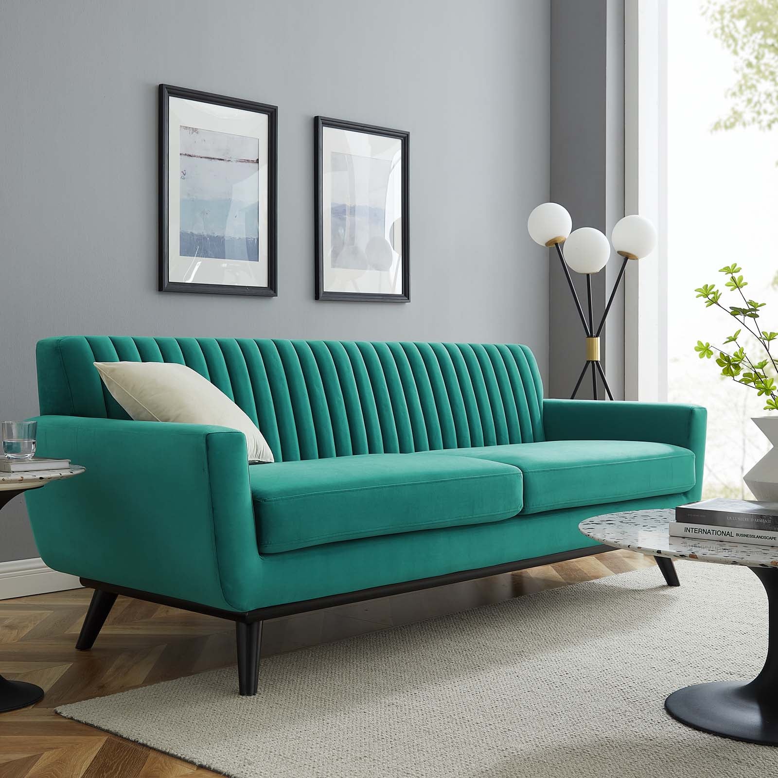 Modway Sofas & Couches - Engage Channel Tufted Performance Velvet Sofa Teal