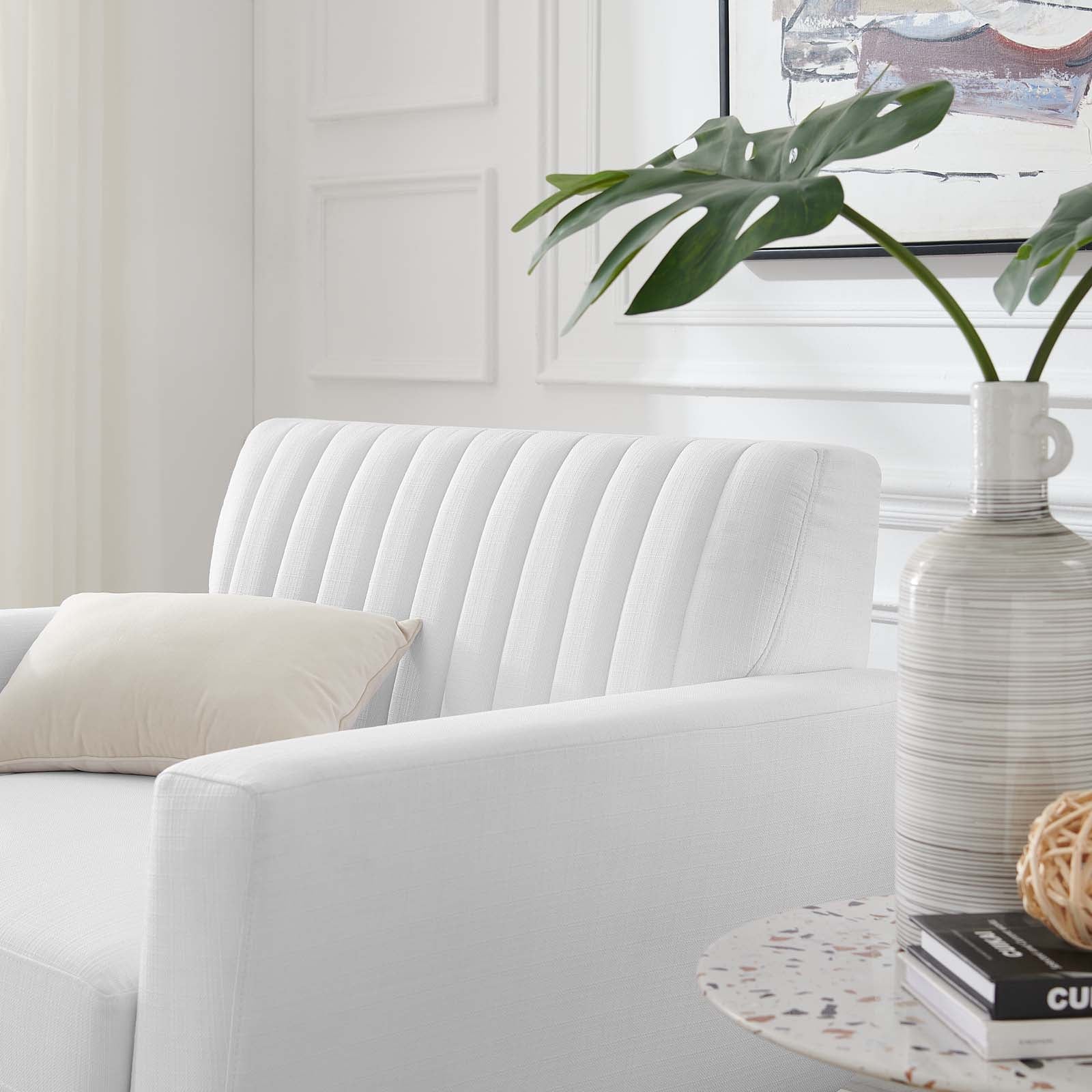 Modway Accent Chairs - Engage Channel Tufted Fabric Armchair White