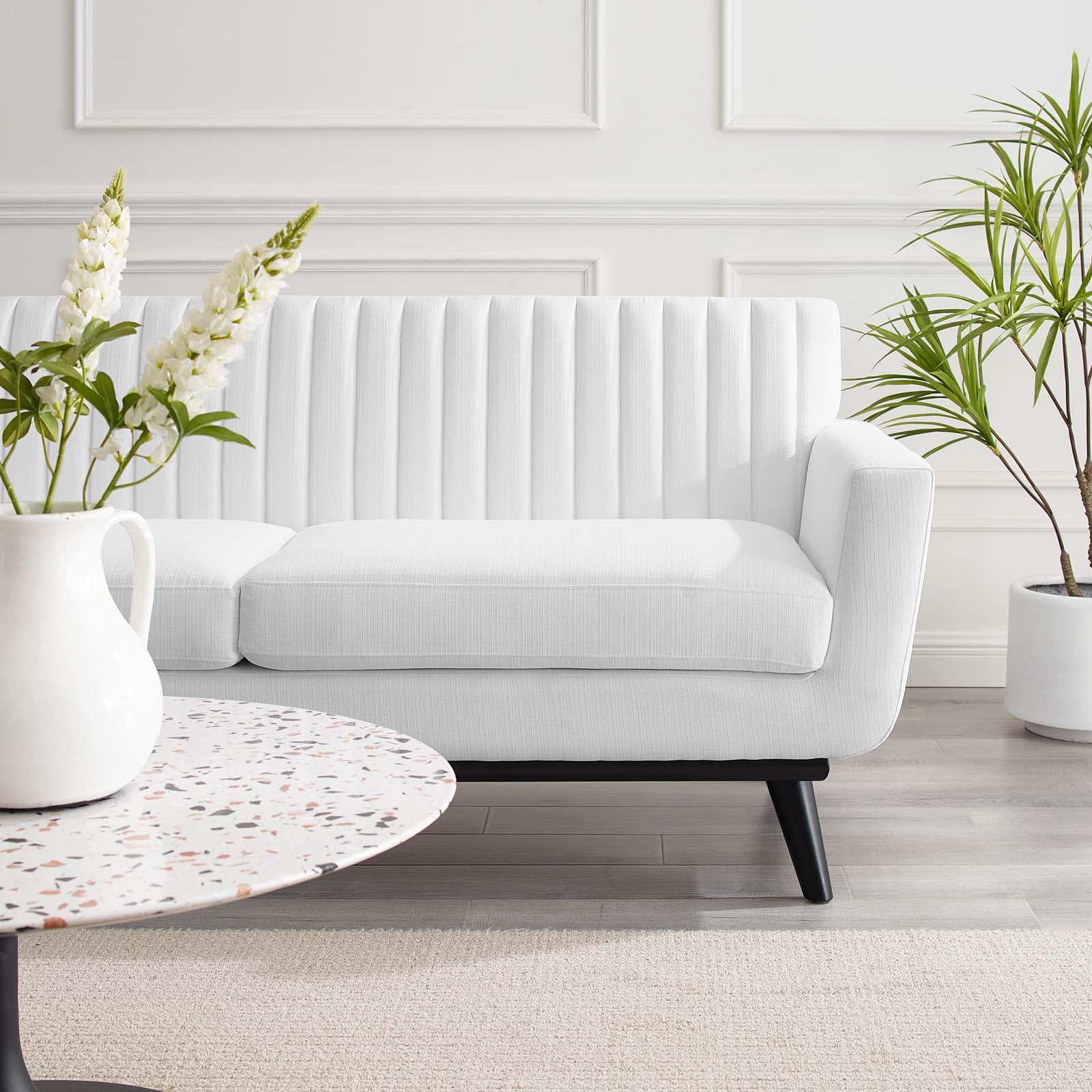 Modway Loveseats - Engage Channel Tufted Fabric Loveseat White