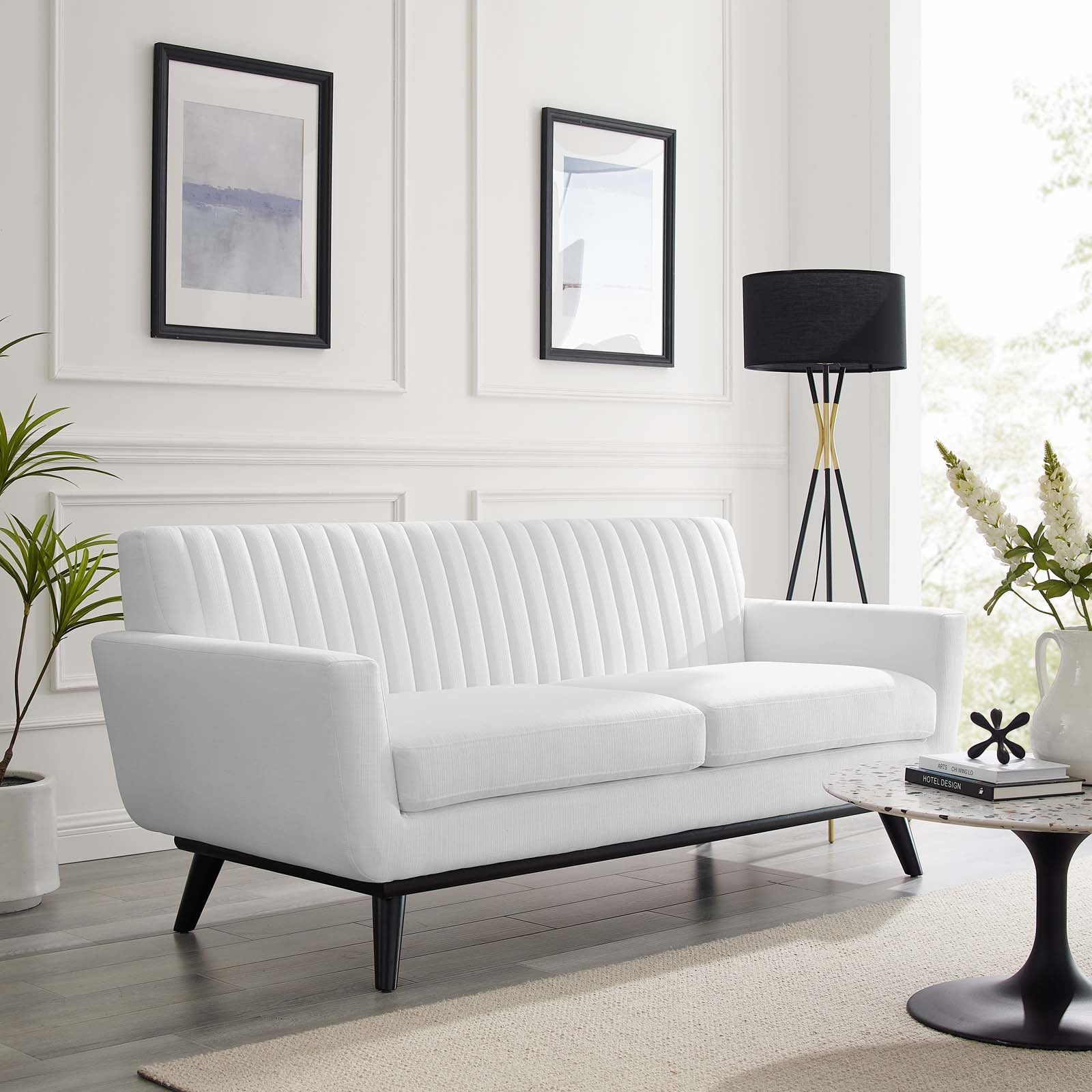 Modway Loveseats - Engage Channel Tufted Fabric Loveseat White