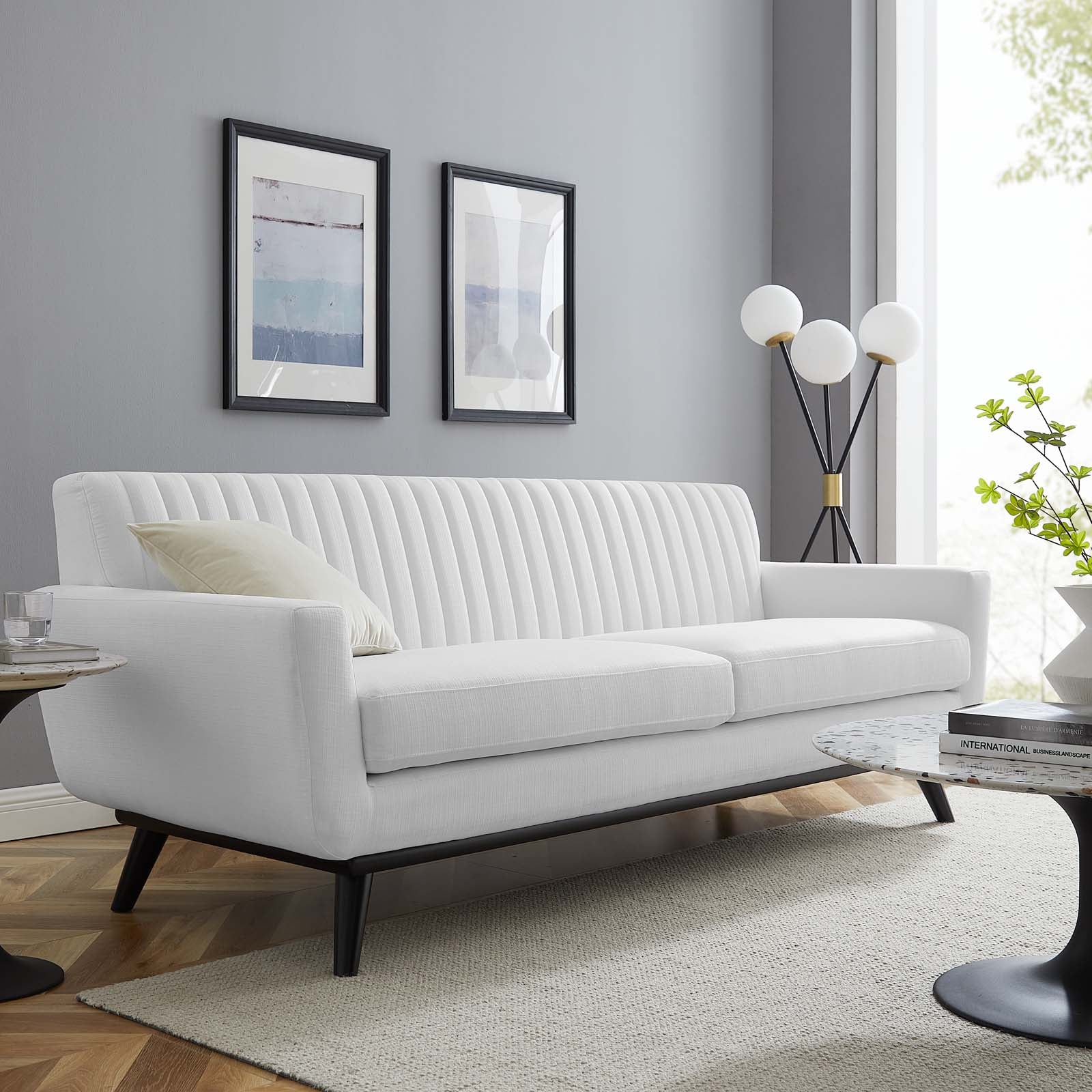 Modway Sofas & Couches - Engage Channel Tufted Fabric Sofa White
