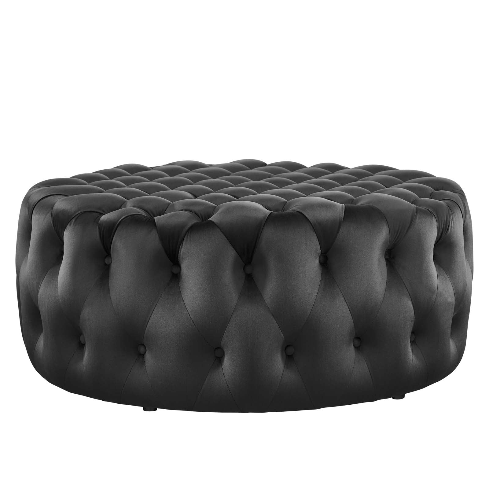 Modway Ottomans & Stools - Amour Tufted Button Large Round Performance Velvet Ottoman Black