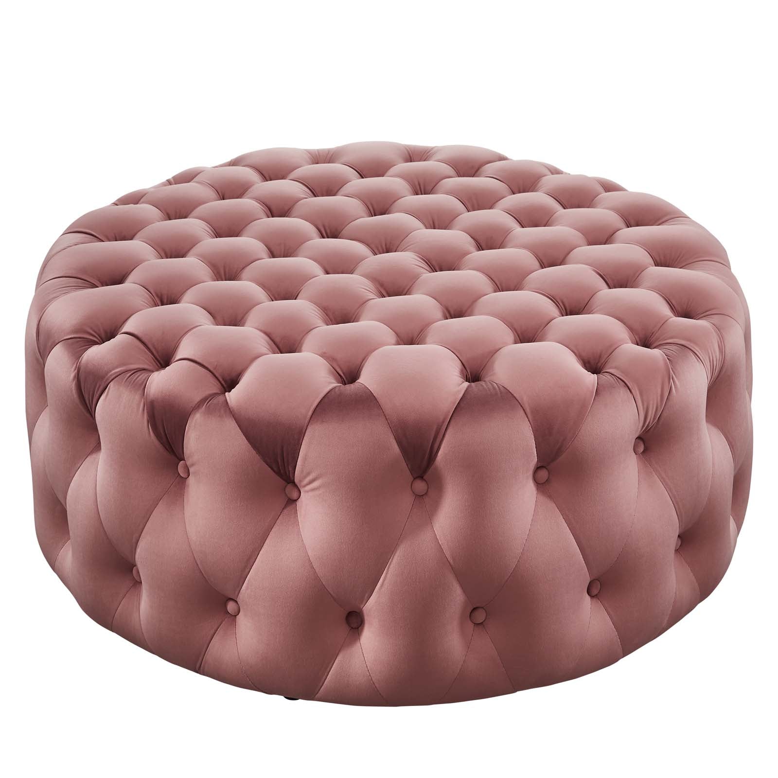 Modway Ottomans & Stools - Amour Tufted Button Large Round Performance Velvet Ottoman Dusty Rose