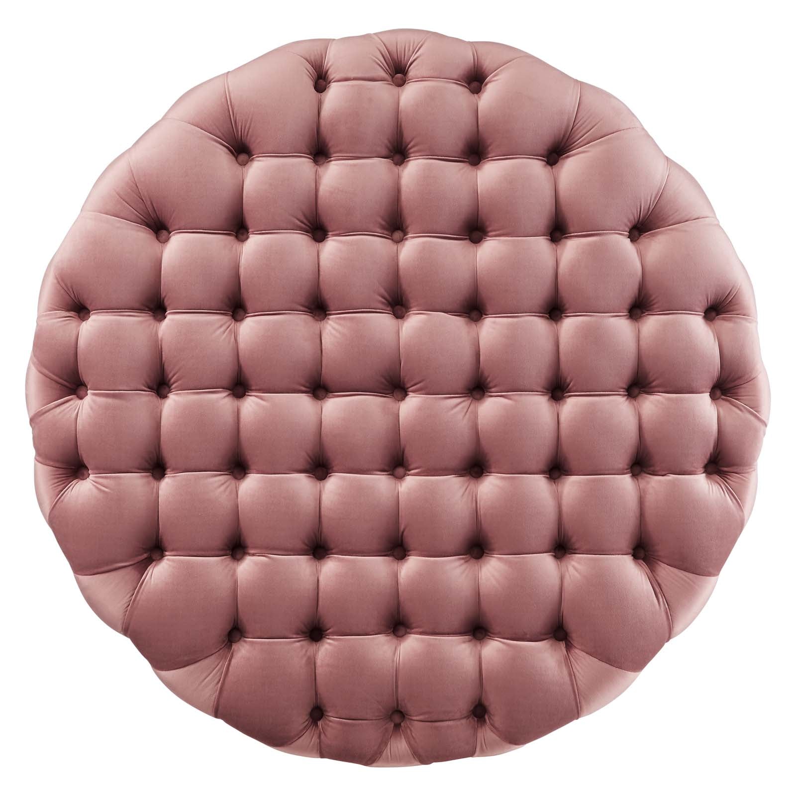 Modway Ottomans & Stools - Amour Tufted Button Large Round Performance Velvet Ottoman Dusty Rose