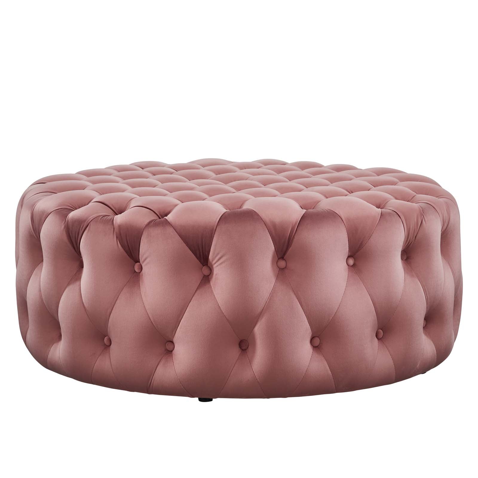 Modway Ottomans & Stools - Amour Tufted Button Large Round Performance Velvet Ottoman Dusty Rose