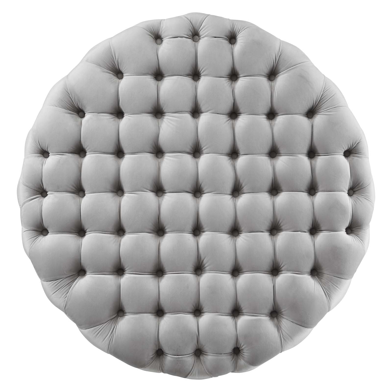 Modway Ottomans & Stools - Amour Tufted Button Large Round Performance Velvet Ottoman Light Gray