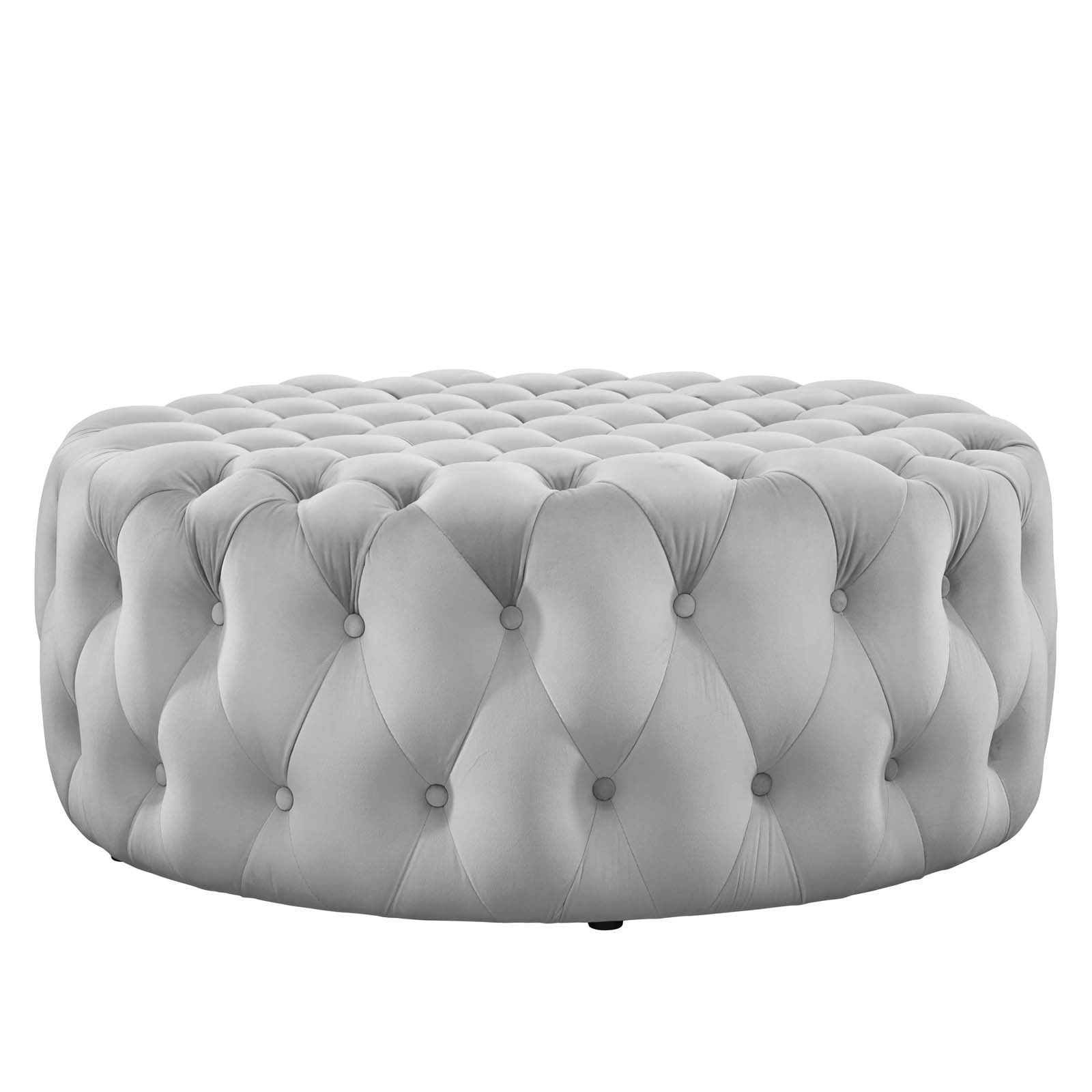Modway Ottomans & Stools - Amour Tufted Button Large Round Performance Velvet Ottoman Light Gray