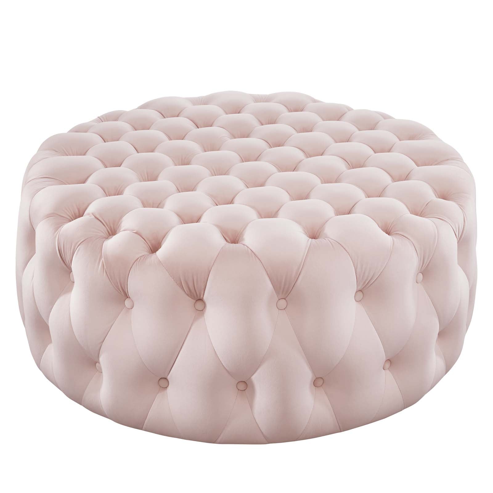 Modway Ottomans & Stools - Amour Tufted Button Large Round Performance Velvet Ottoman Pink