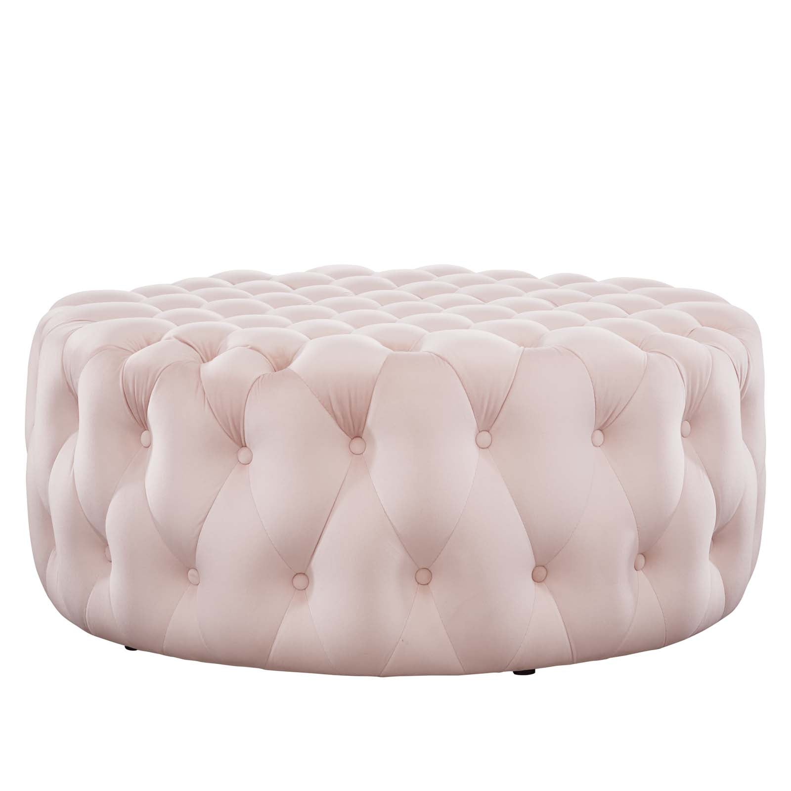 Modway Ottomans & Stools - Amour Tufted Button Large Round Performance Velvet Ottoman Pink