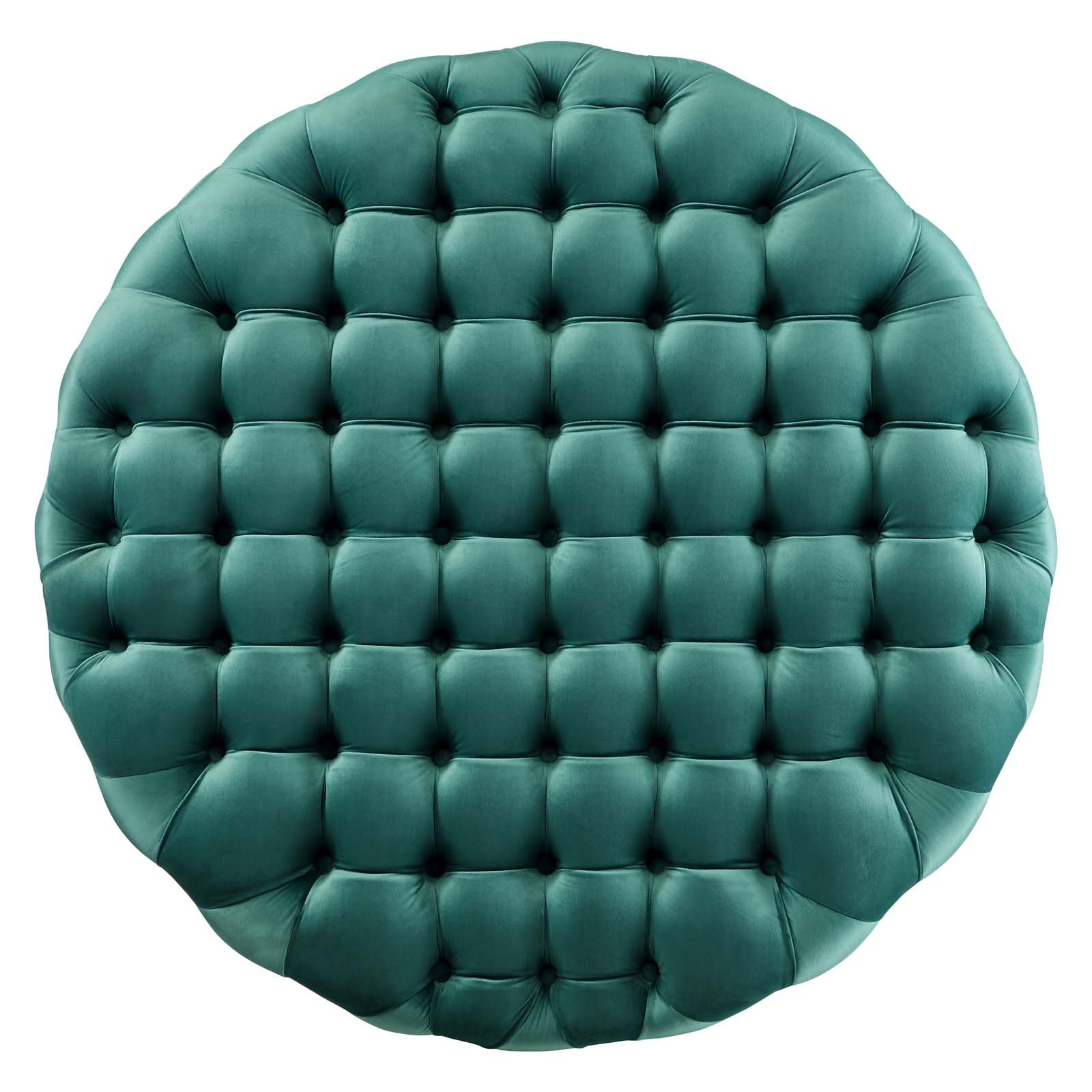 Modway Ottomans & Stools - Amour Tufted Button Large Round Performance Velvet Ottoman Teal
