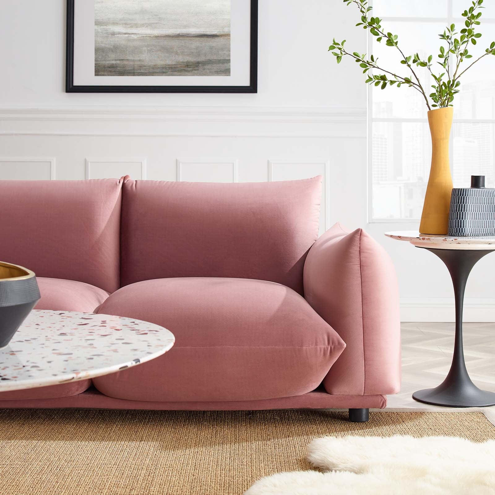 Modway Sofas & Couches - Copious Performance Velvet Sofa Dusty Rose