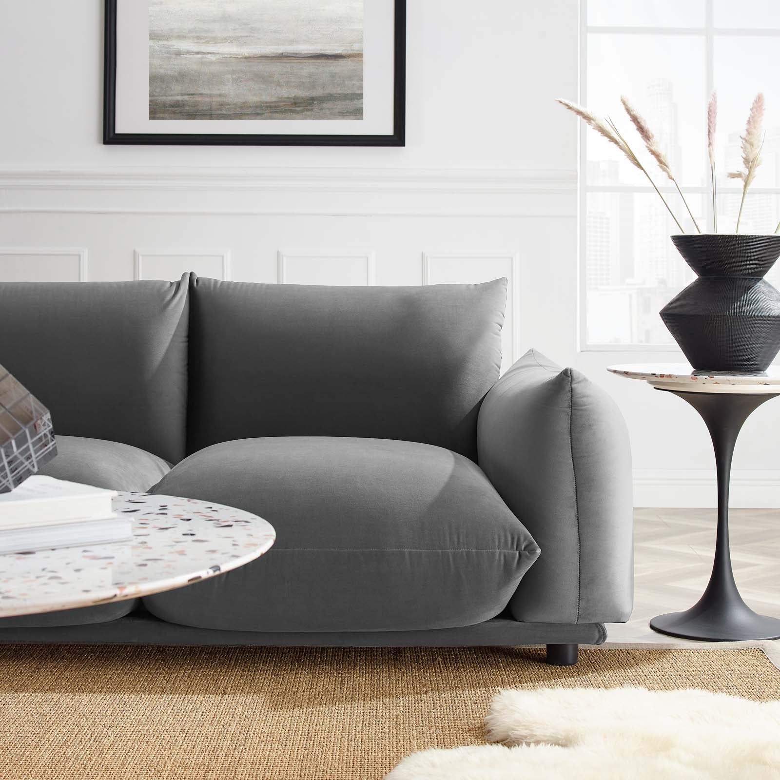 Modway Sofas & Couches - Copious Performance Velvet Sofa Gray