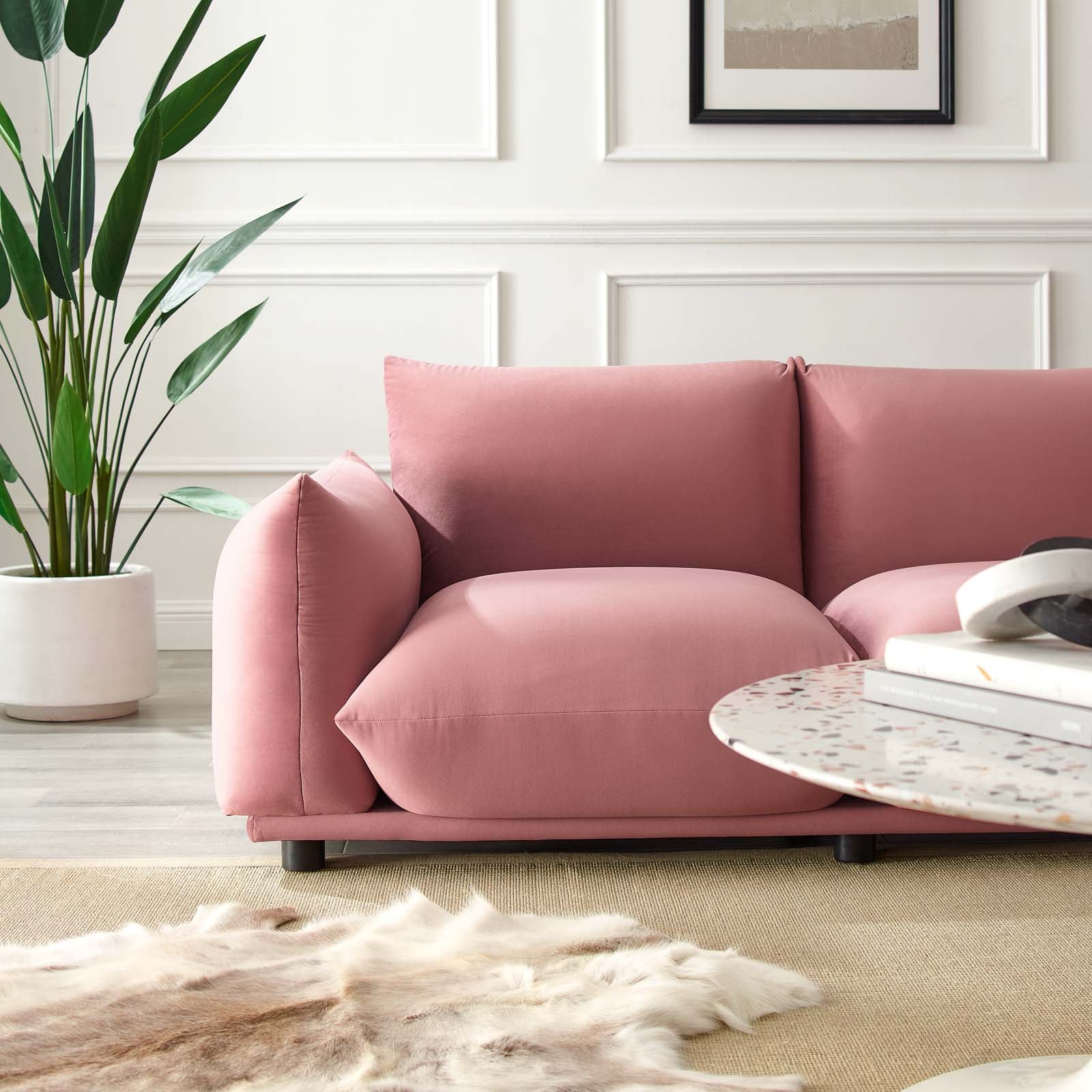 Modway Loveseats - Copious Performance Velvet Loveseat Dusty Rose