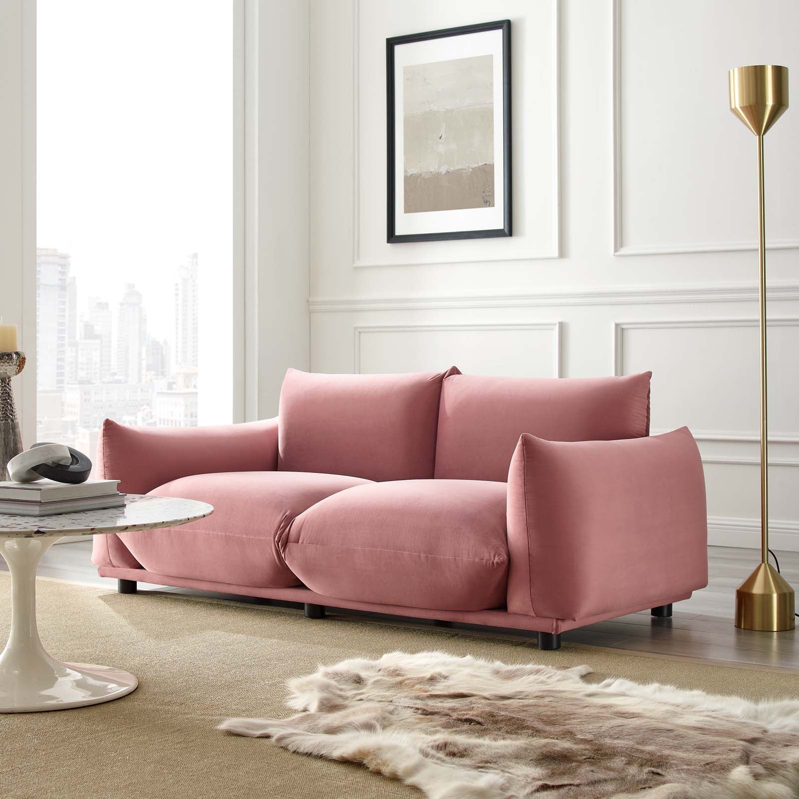 Modway Loveseats - Copious Performance Velvet Loveseat Dusty Rose