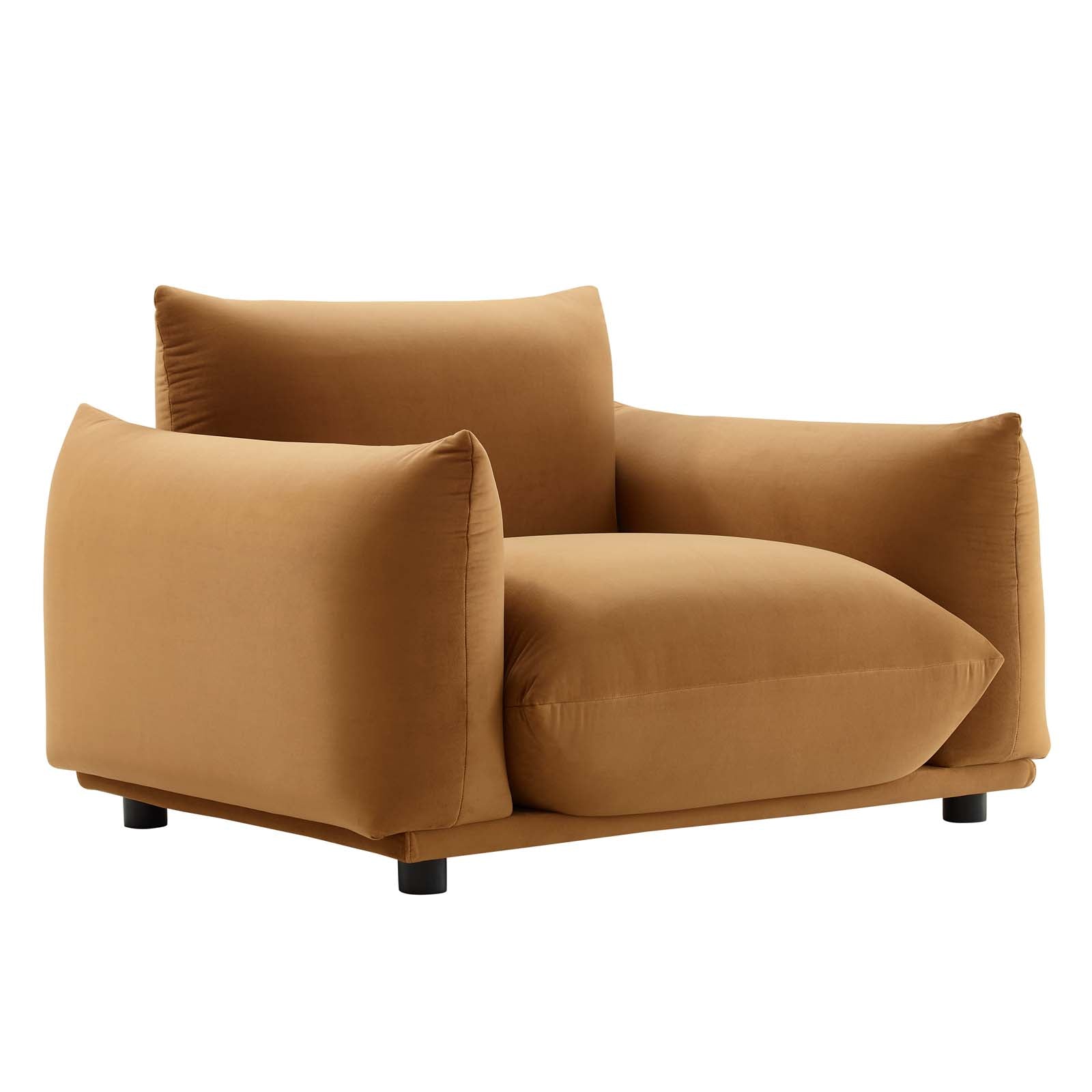 Modway Accent Chairs - Copious Performance Velvet Armchair Cognac
