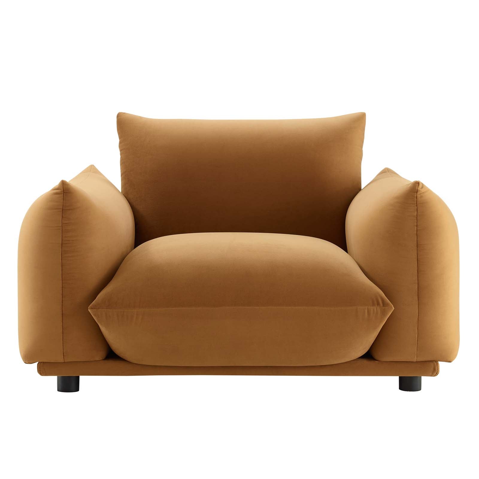 Modway Accent Chairs - Copious Performance Velvet Armchair Cognac