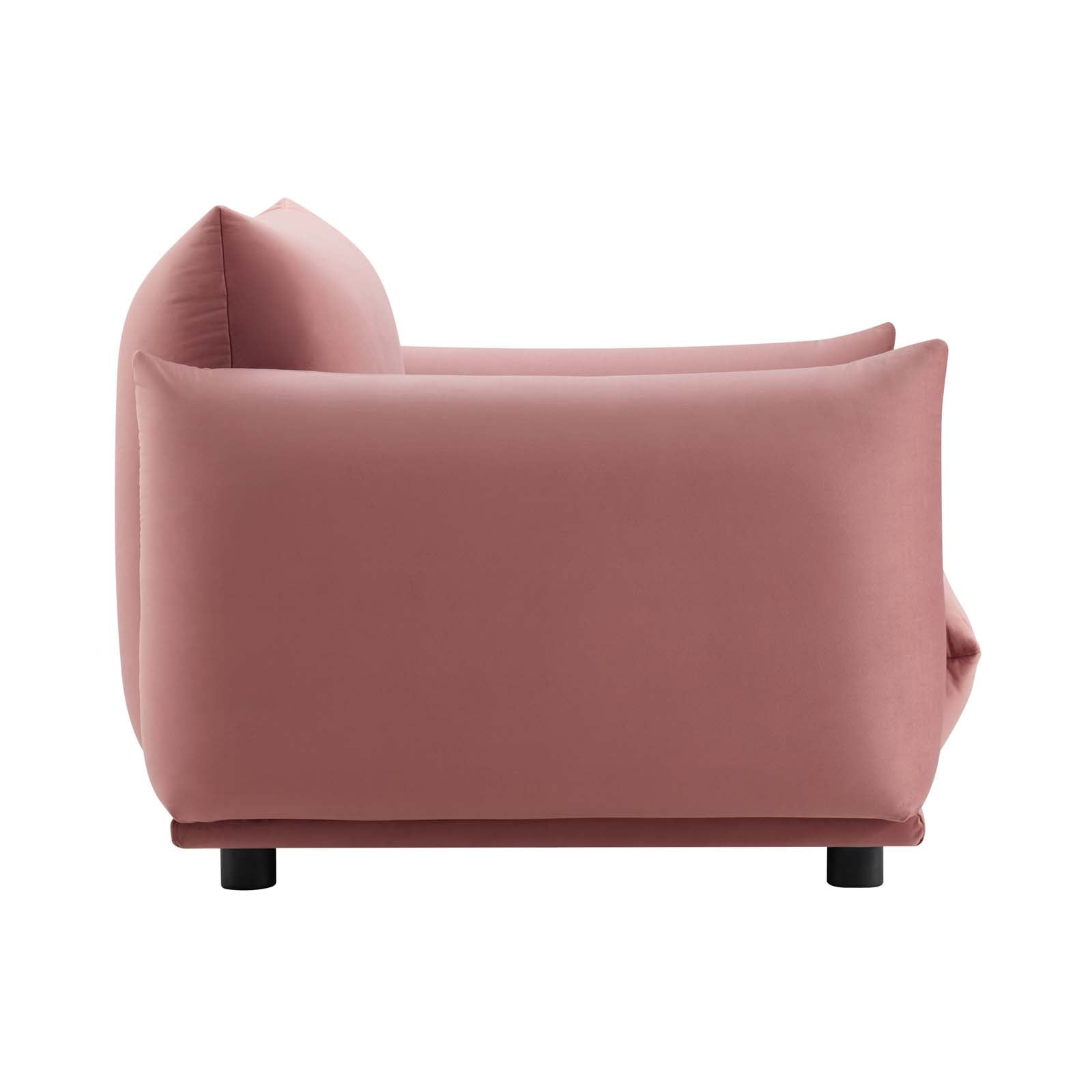 Modway Accent Chairs - Copious Performance Velvet Armchair Dusty Rose