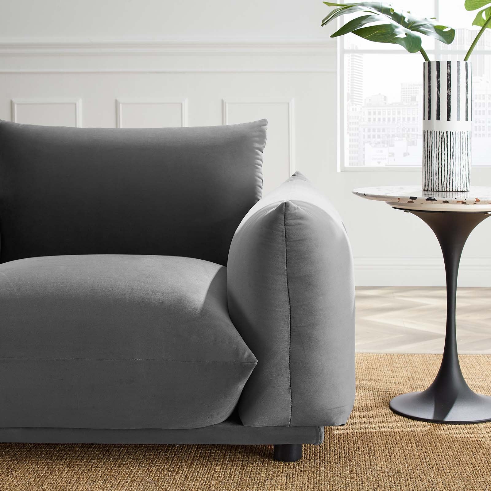 Modway Accent Chairs - Copious Performance Velvet Armchair Gray