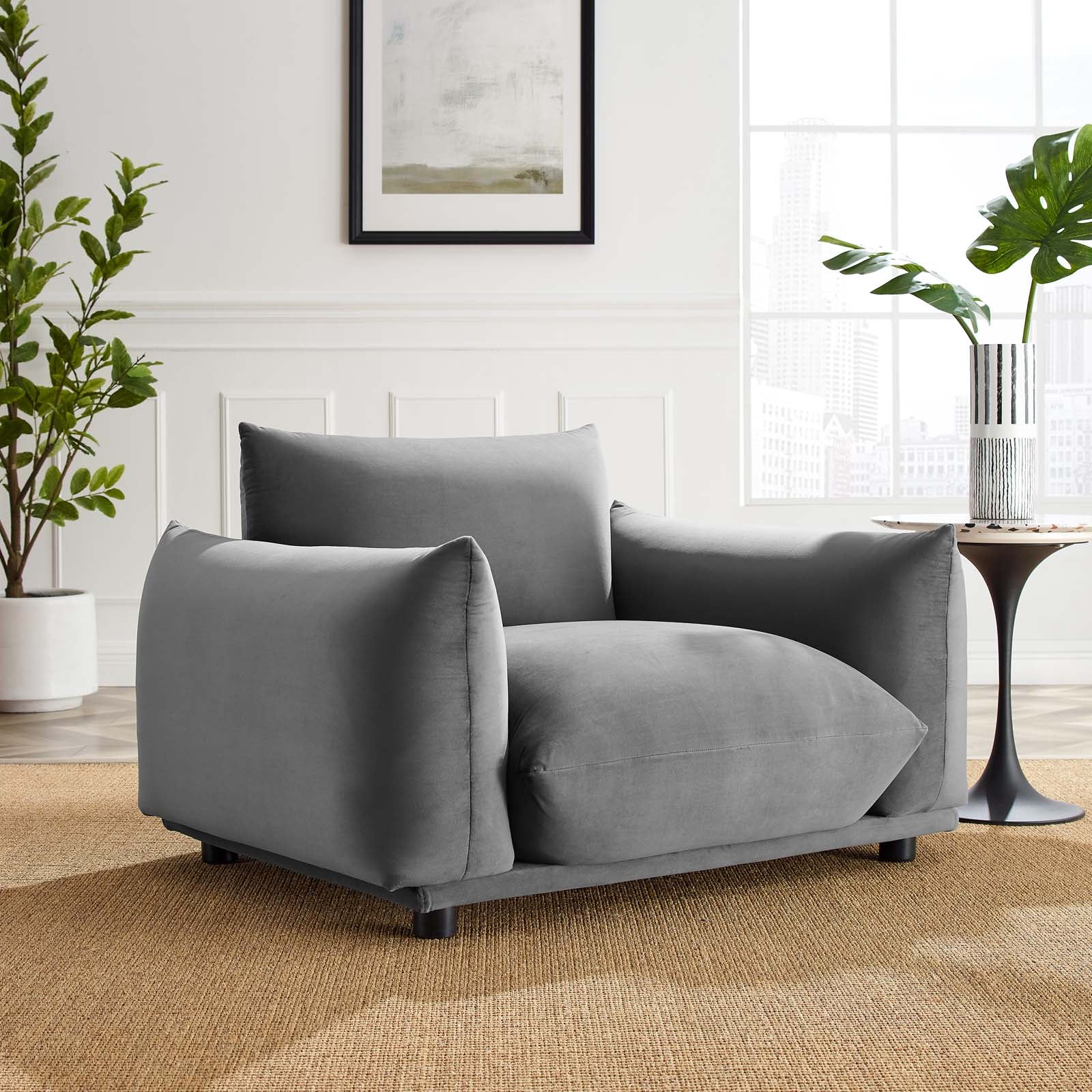 Modway Accent Chairs - Copious Performance Velvet Armchair Gray