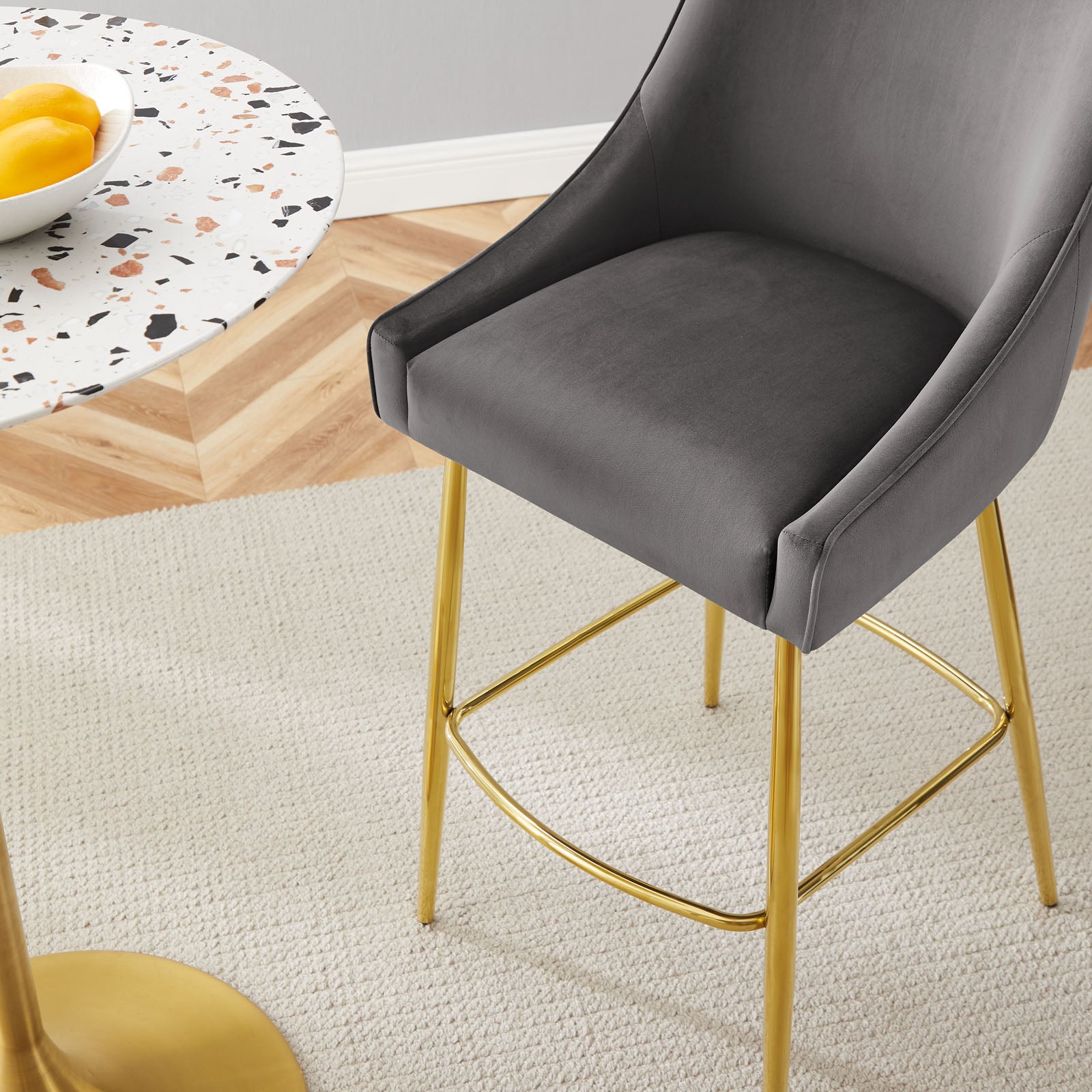 Modway Barstools - Discern Performance Velvet Bar Stool Gray