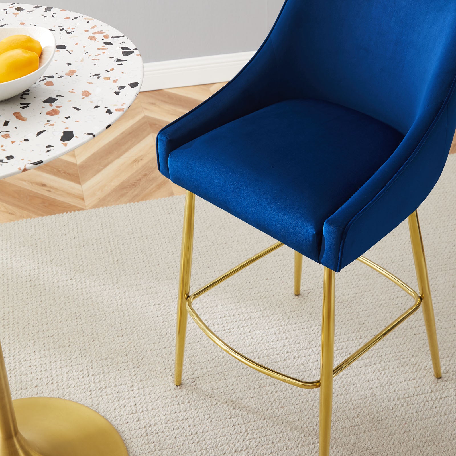 Modway Barstools - Discern Performance Velvet Bar Stool Navy