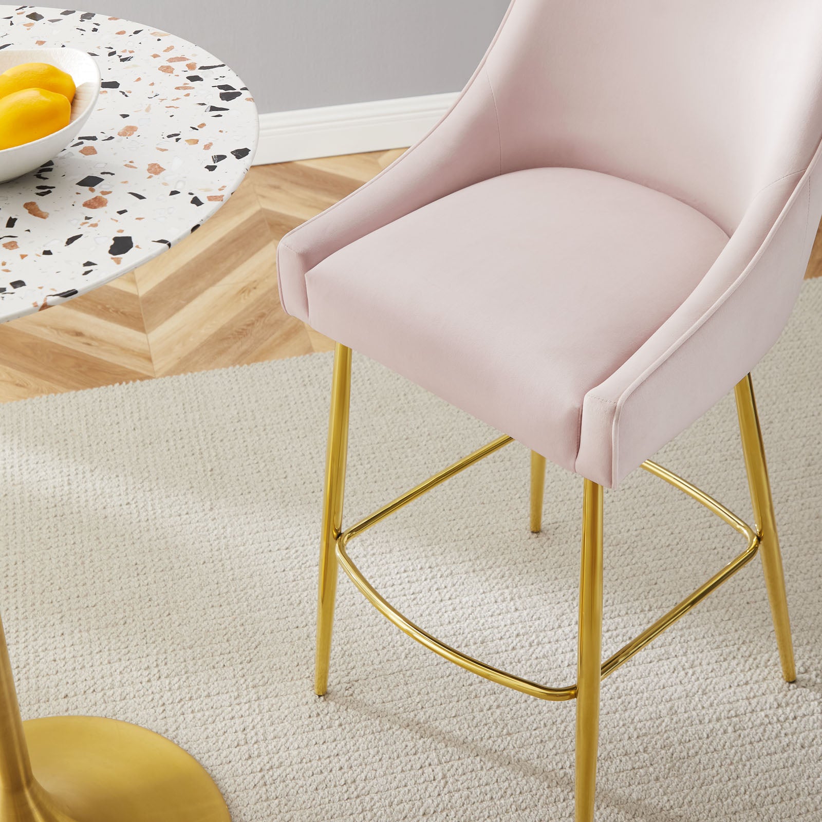 Modway Barstools - Discern Performance Velvet Bar Stool Pink