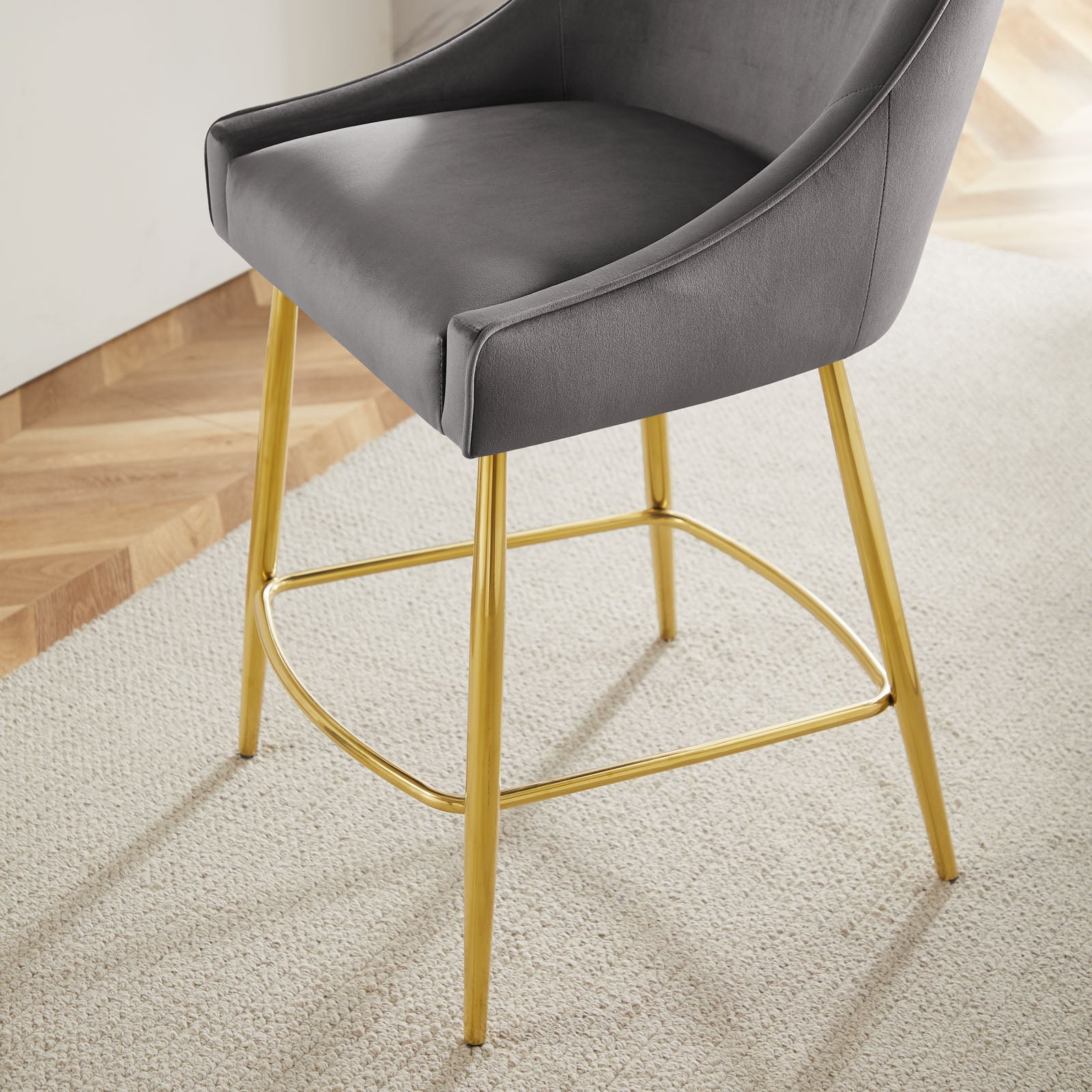 Modway Barstools - Discern Performance Velvet Counter Stool Gray