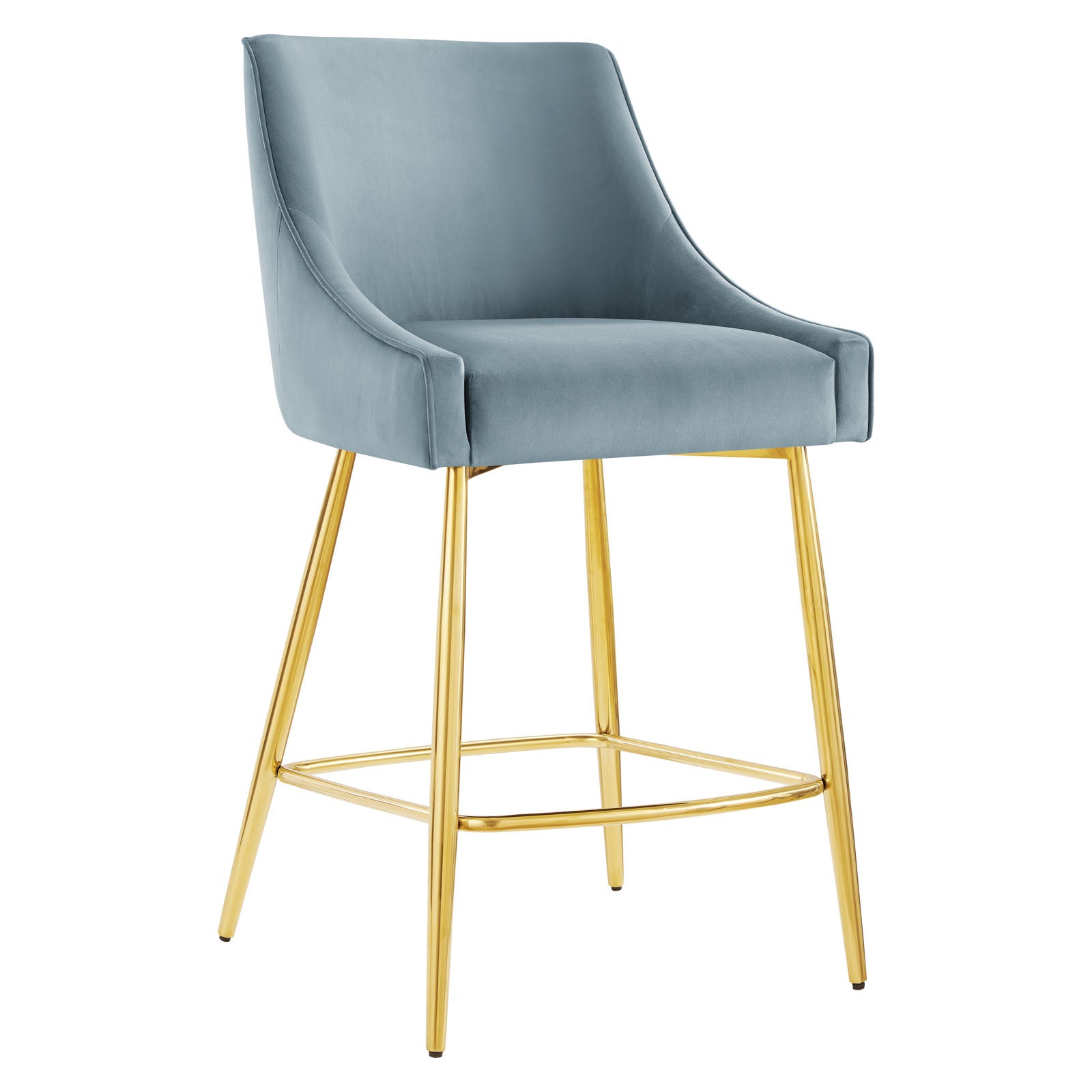 Modway Barstools - Discern Performance Velvet Counter Stool Light Blue