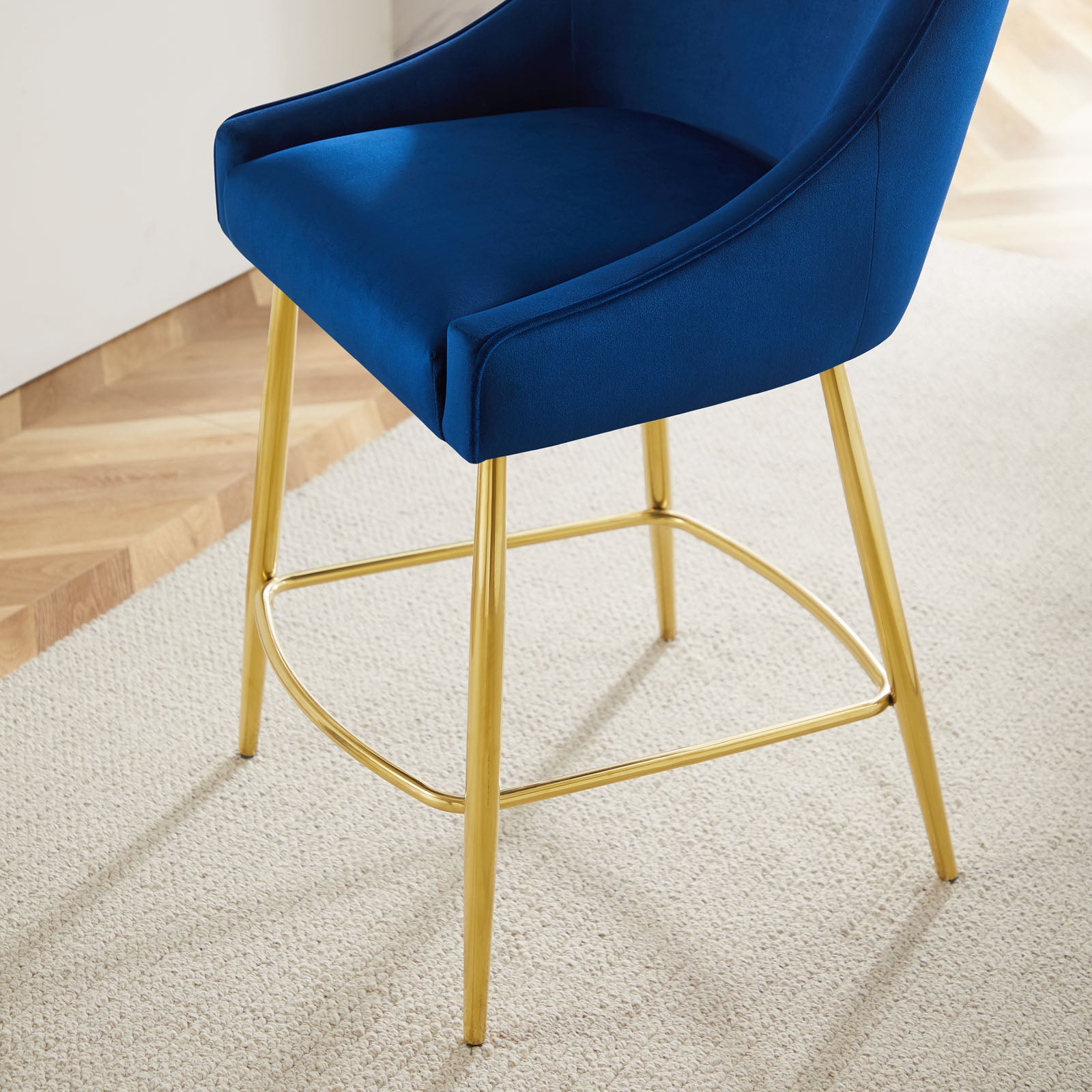 Modway Barstools - Discern Performance Velvet Counter Stool Navy