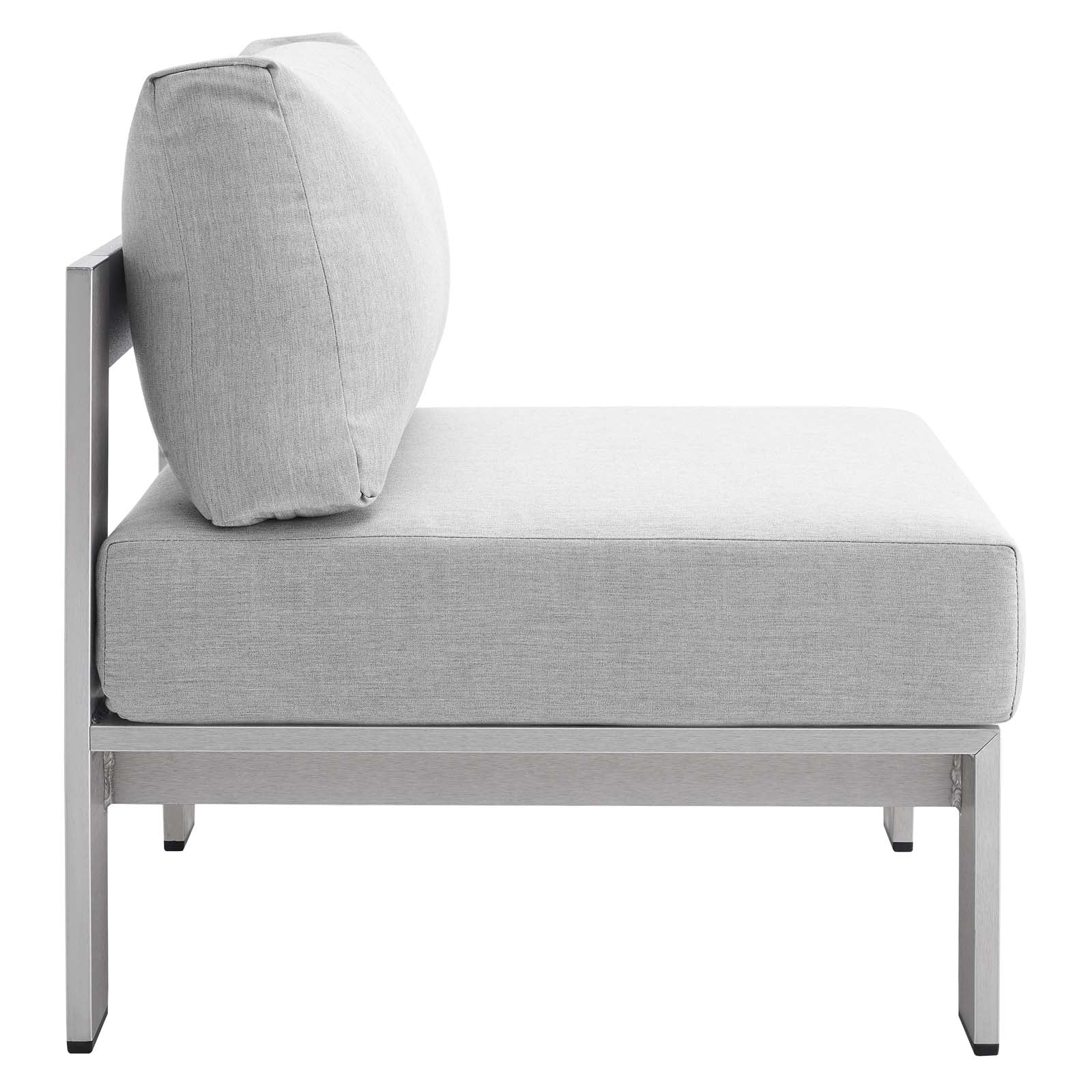 Modway Outdoor Conversation Sets - Shore Sunbrella Fabric Outdoor Patio Aluminum 7 Piece Sectional Sofa Set Silver Gray
