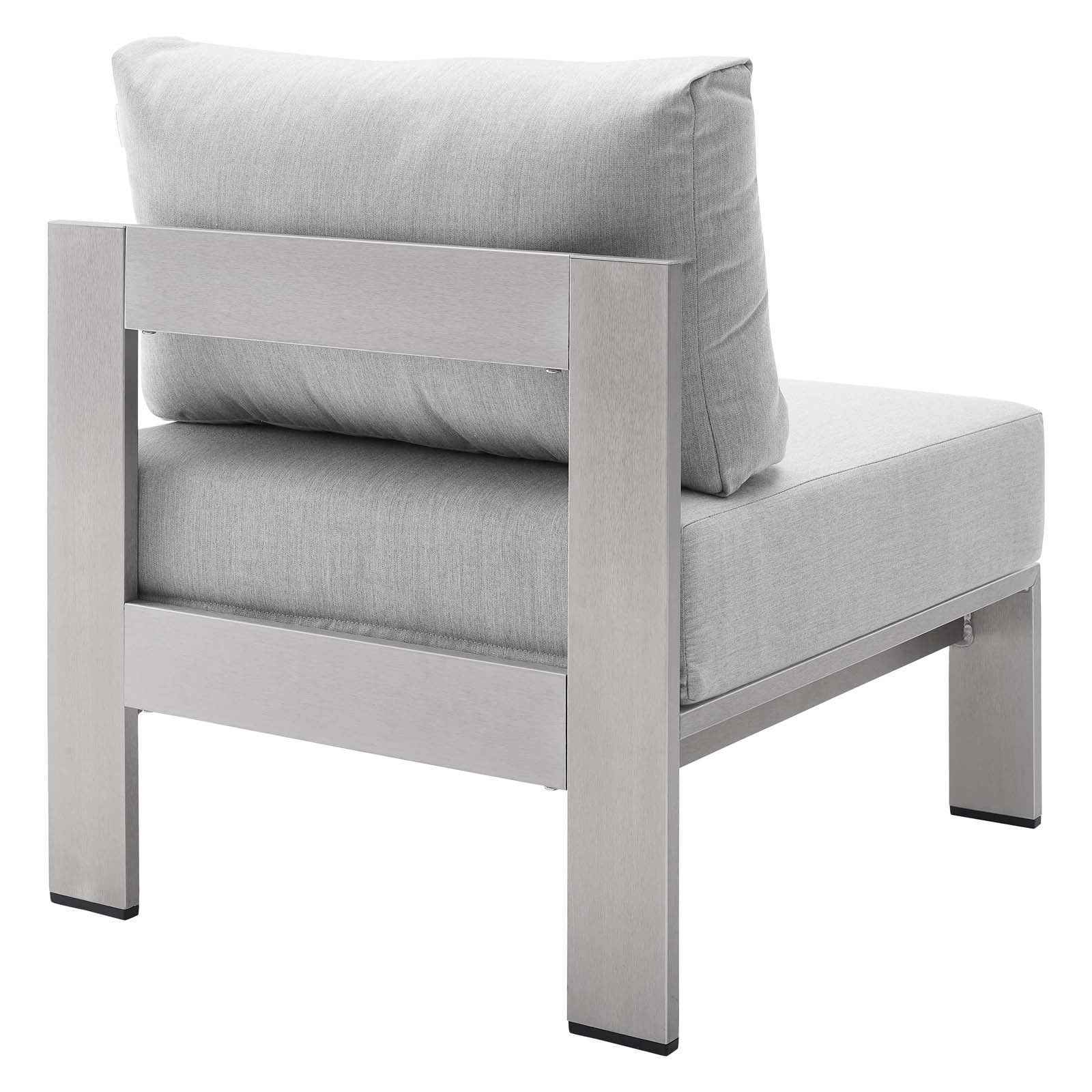Modway Outdoor Conversation Sets - Shore Sunbrella Fabric Outdoor Patio Aluminum 7 Piece Sectional Sofa Set Silver Gray