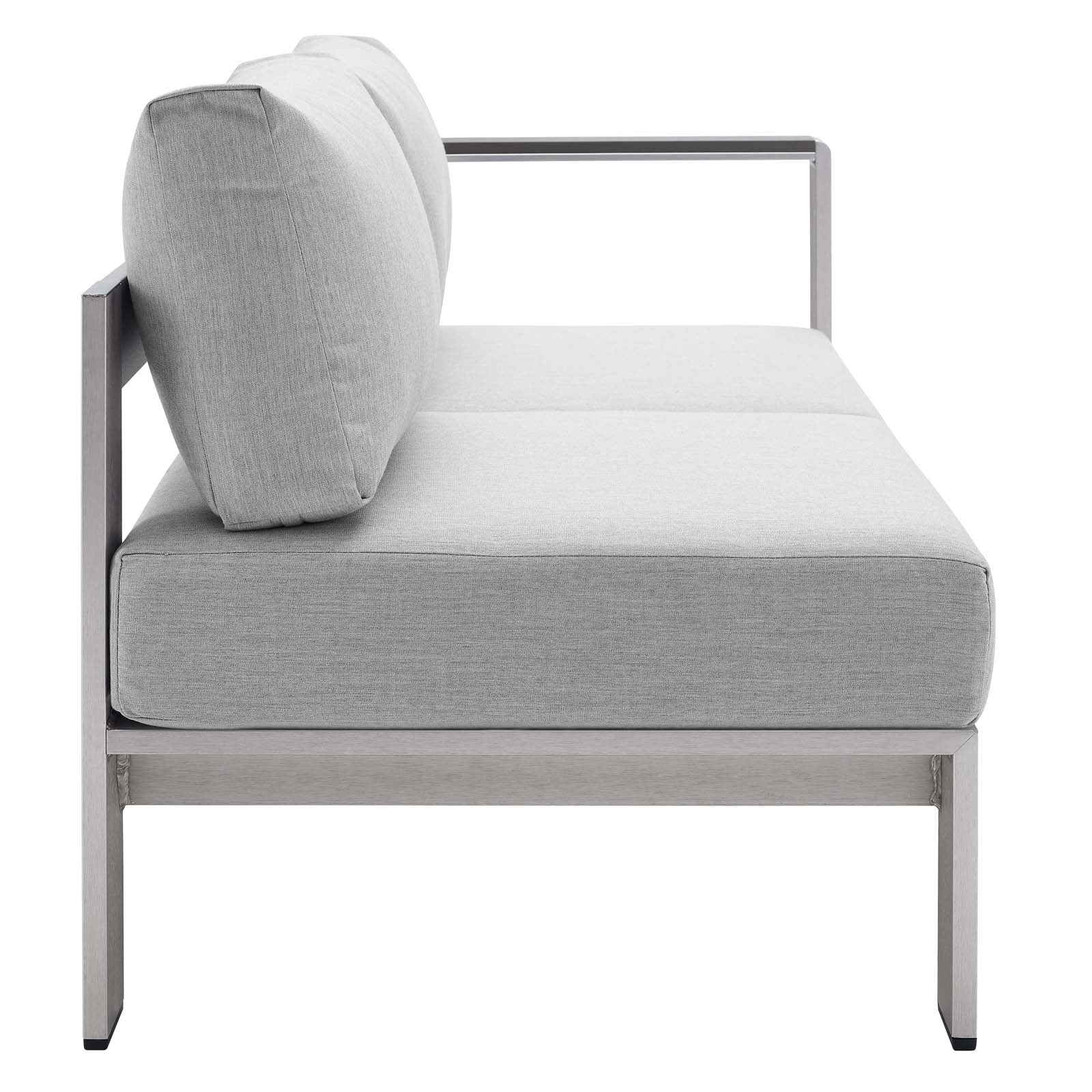 Modway Outdoor Conversation Sets - Shore Sunbrella Fabric Outdoor Patio Aluminum 7 Piece Sectional Sofa Set Silver Gray
