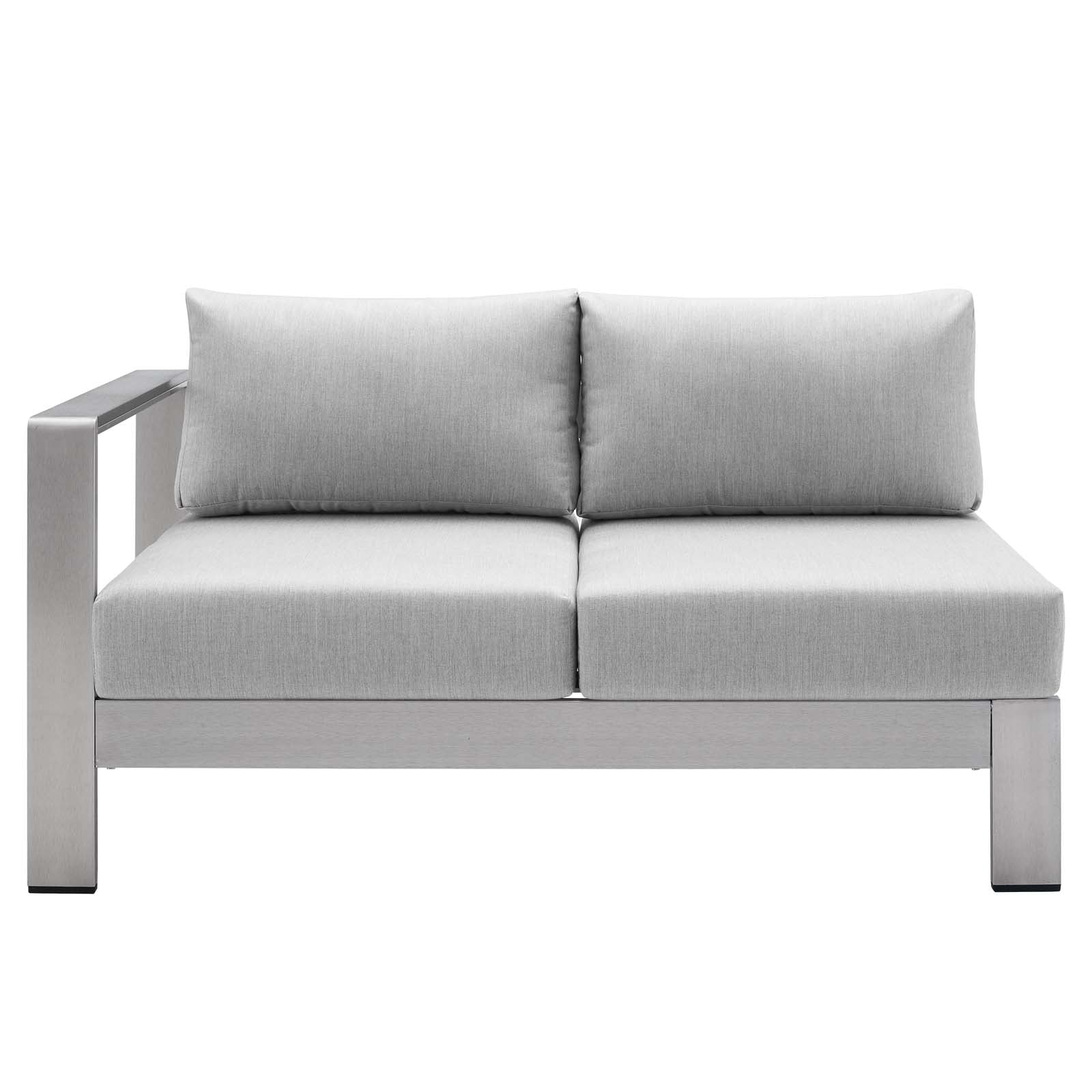 Modway Outdoor Conversation Sets - Shore Sunbrella Fabric Outdoor Patio Aluminum 7 Piece Sectional Sofa Set Silver Gray