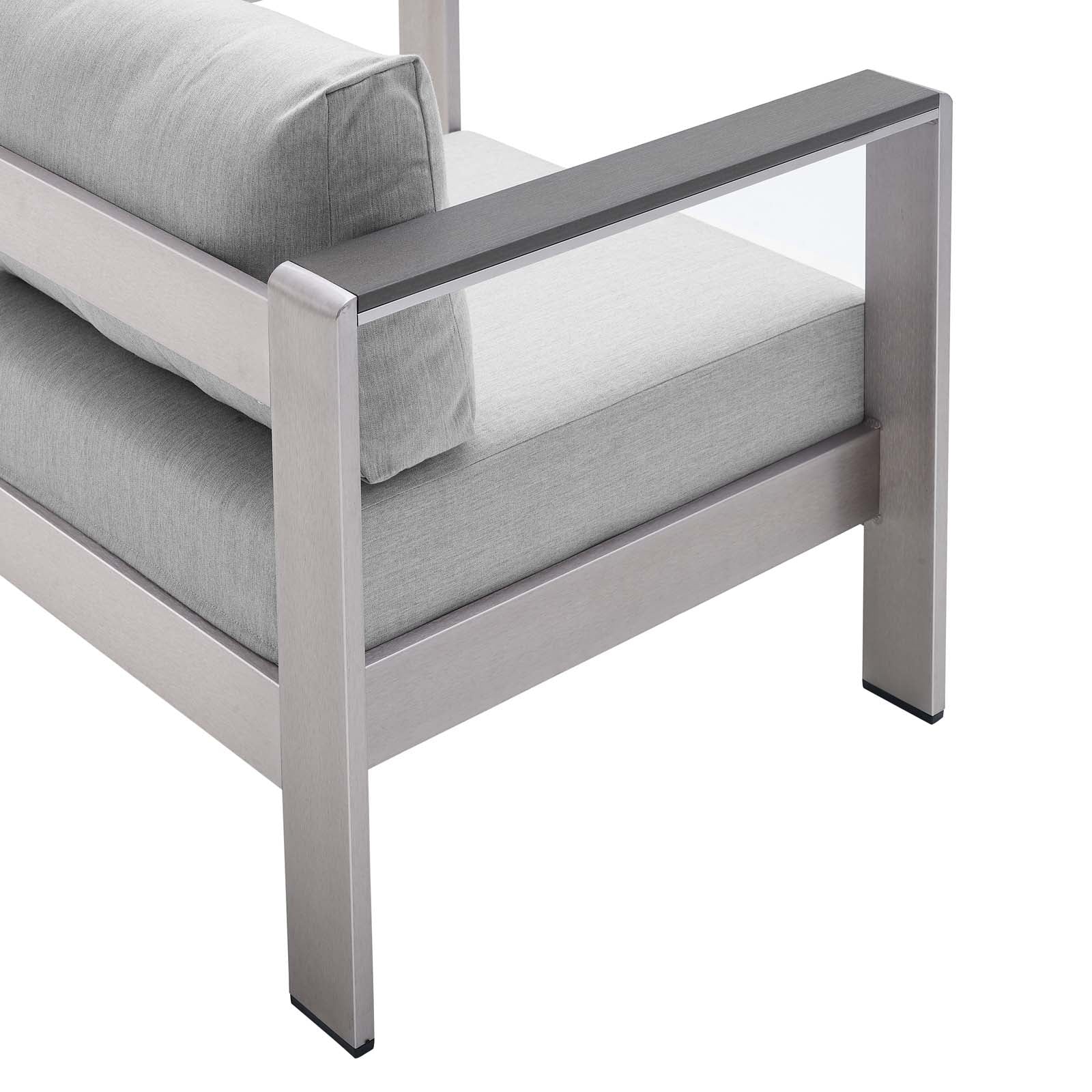 Modway Outdoor Conversation Sets - Shore Sunbrella Fabric Outdoor Patio Aluminum 7 Piece Sectional Sofa Set Silver Gray
