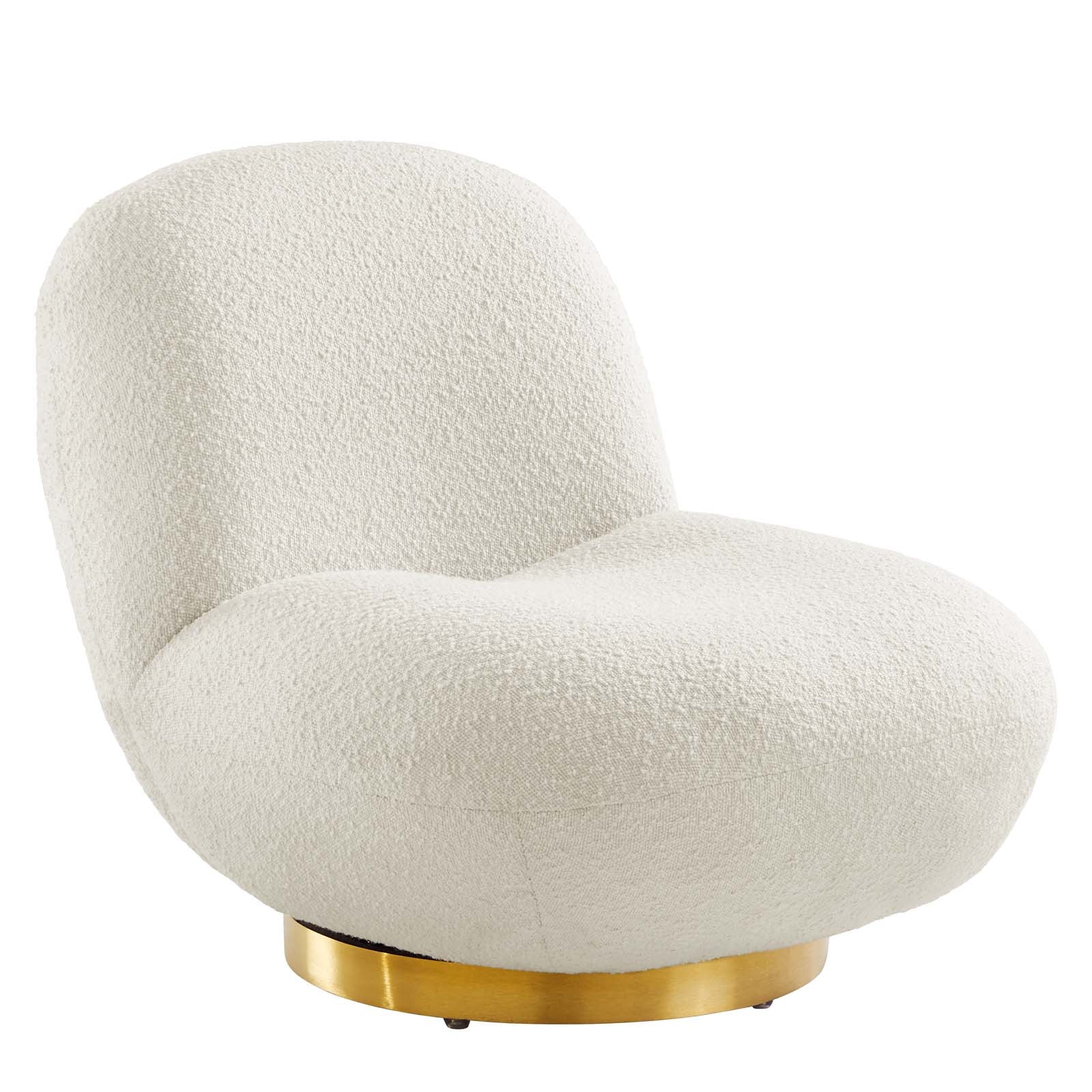 Modway Accent Chairs - Kindred Upholstered Fabric Swivel Chair Gold Ivory