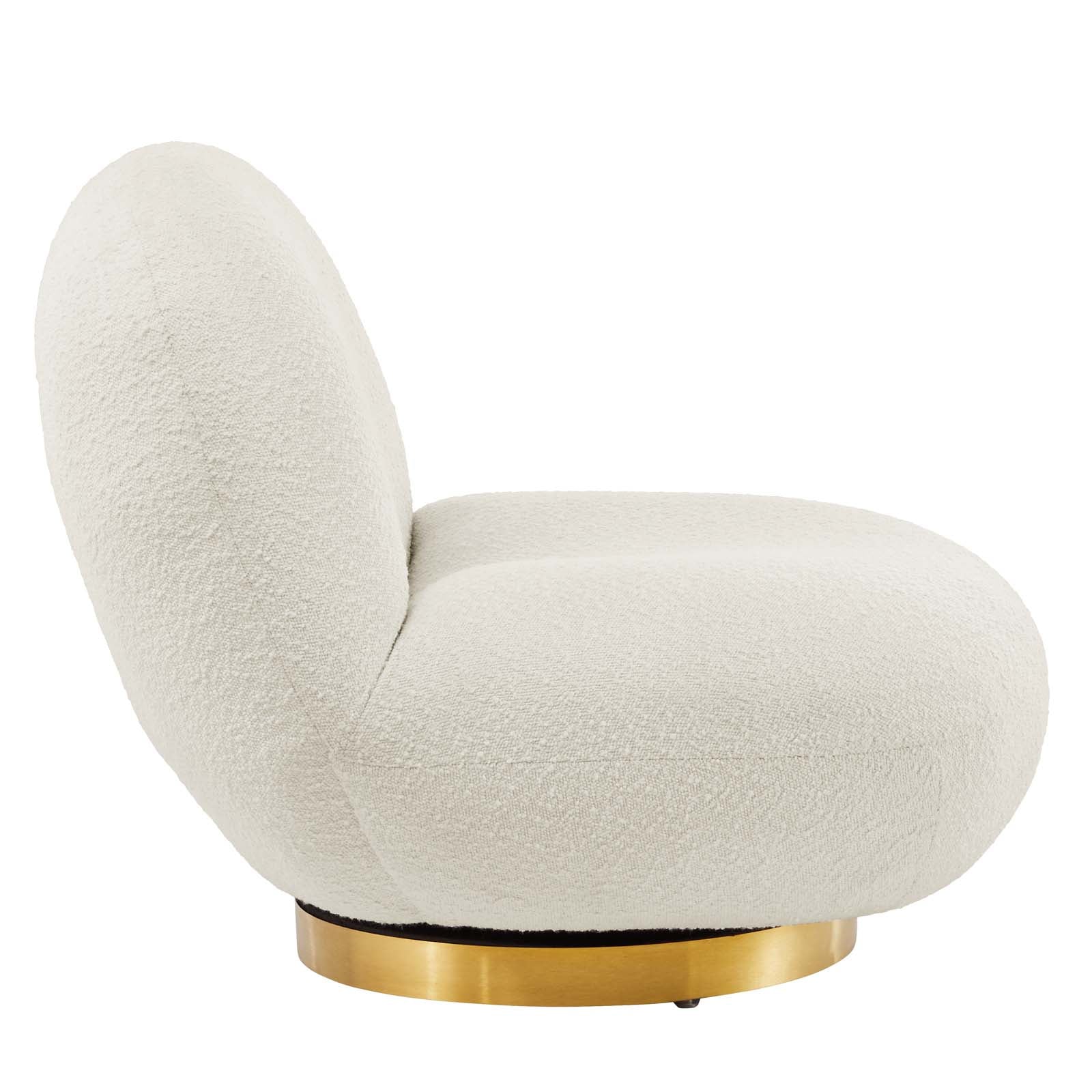 Modway Accent Chairs - Kindred Upholstered Fabric Swivel Chair Gold Ivory