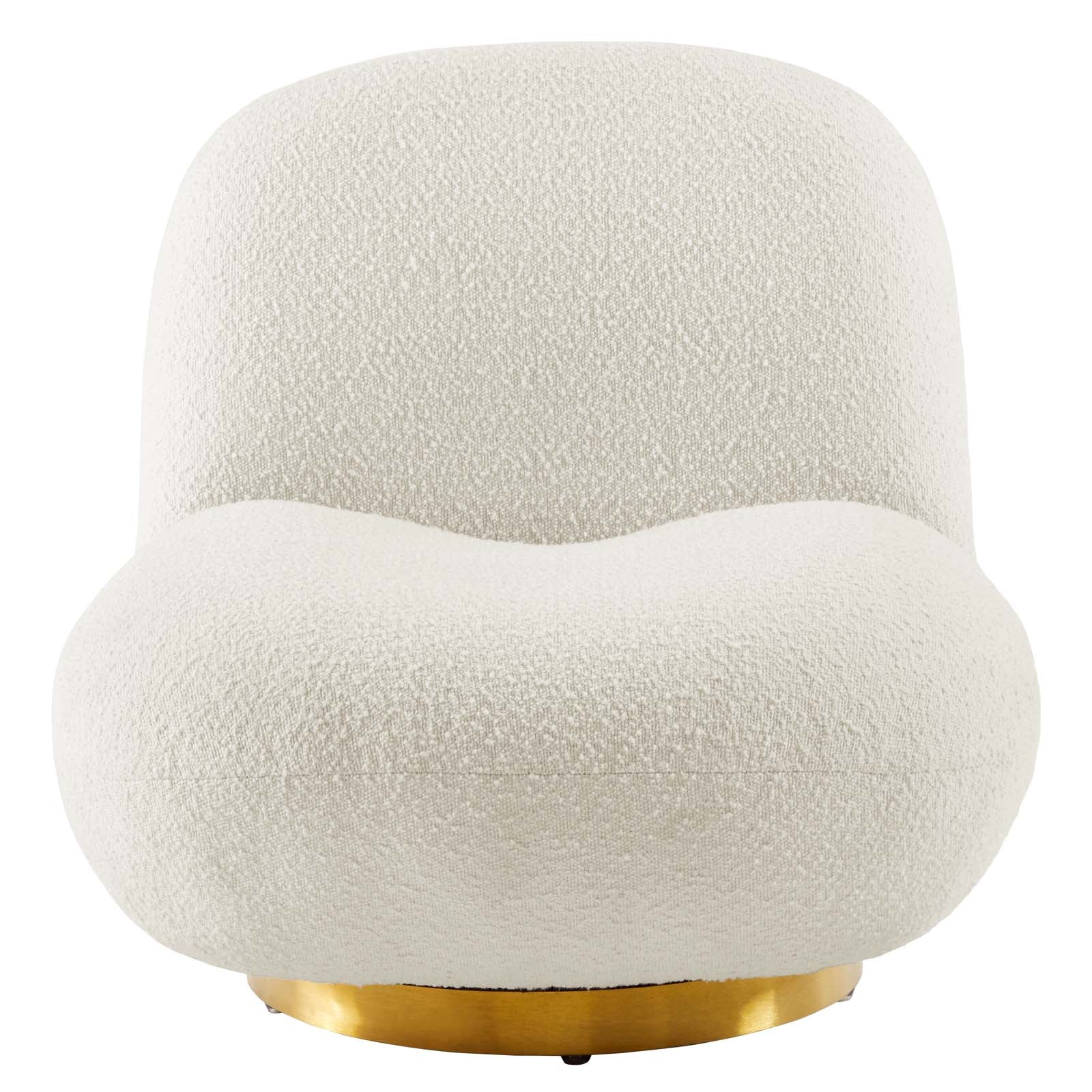 Modway Accent Chairs - Kindred Upholstered Fabric Swivel Chair Gold Ivory