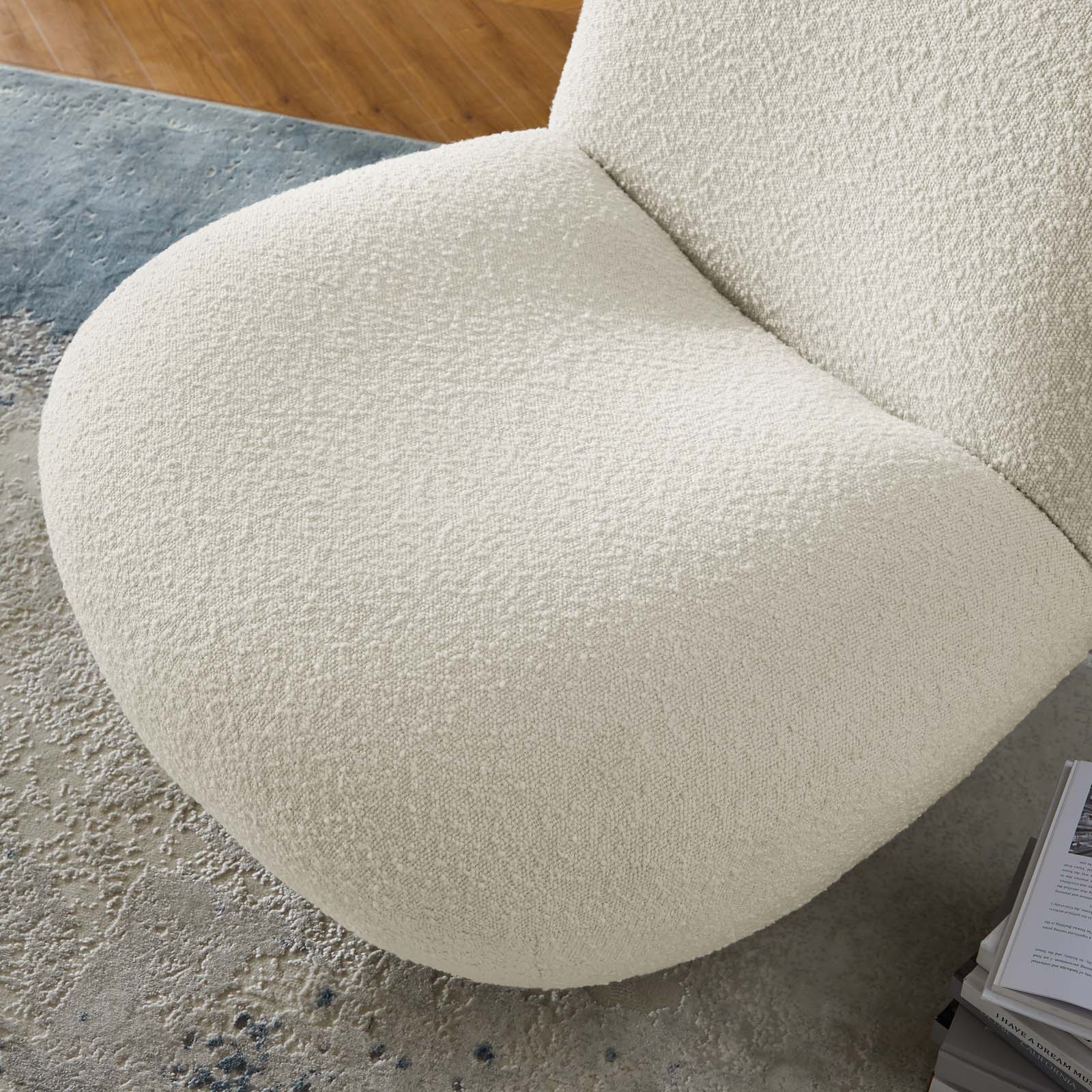 Modway Accent Chairs - Kindred Upholstered Fabric Swivel Chair Gold Ivory