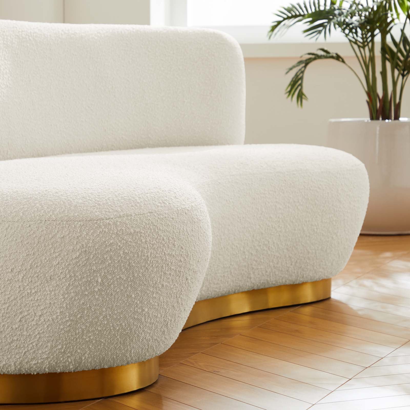 Modway Sofas & Couches - Kindred Upholstered Fabric Sofa Gold Ivory