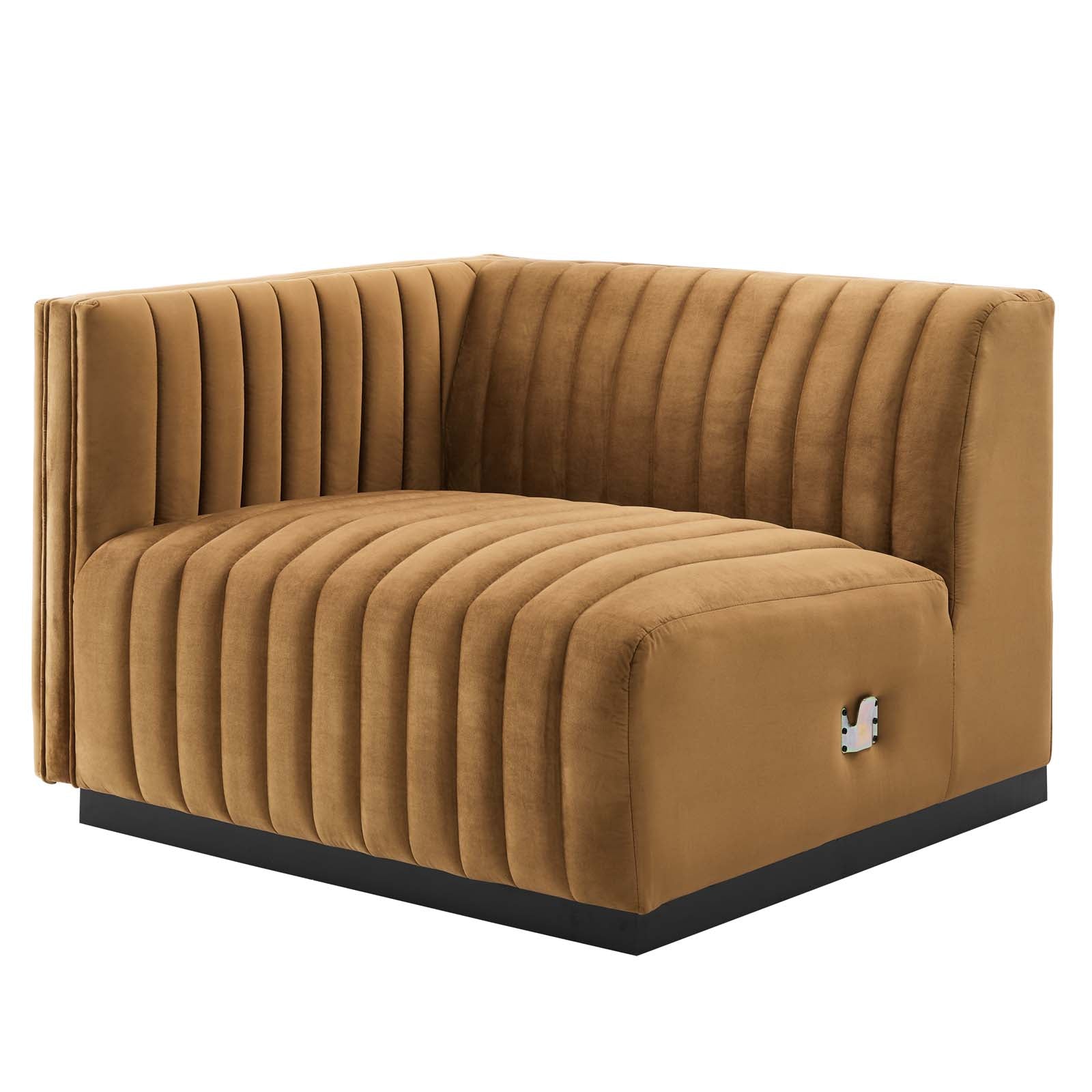 Modway Accent Chairs - Conjure Channel Tufted Performance Velvet Left-Arm Chair Black Cognac