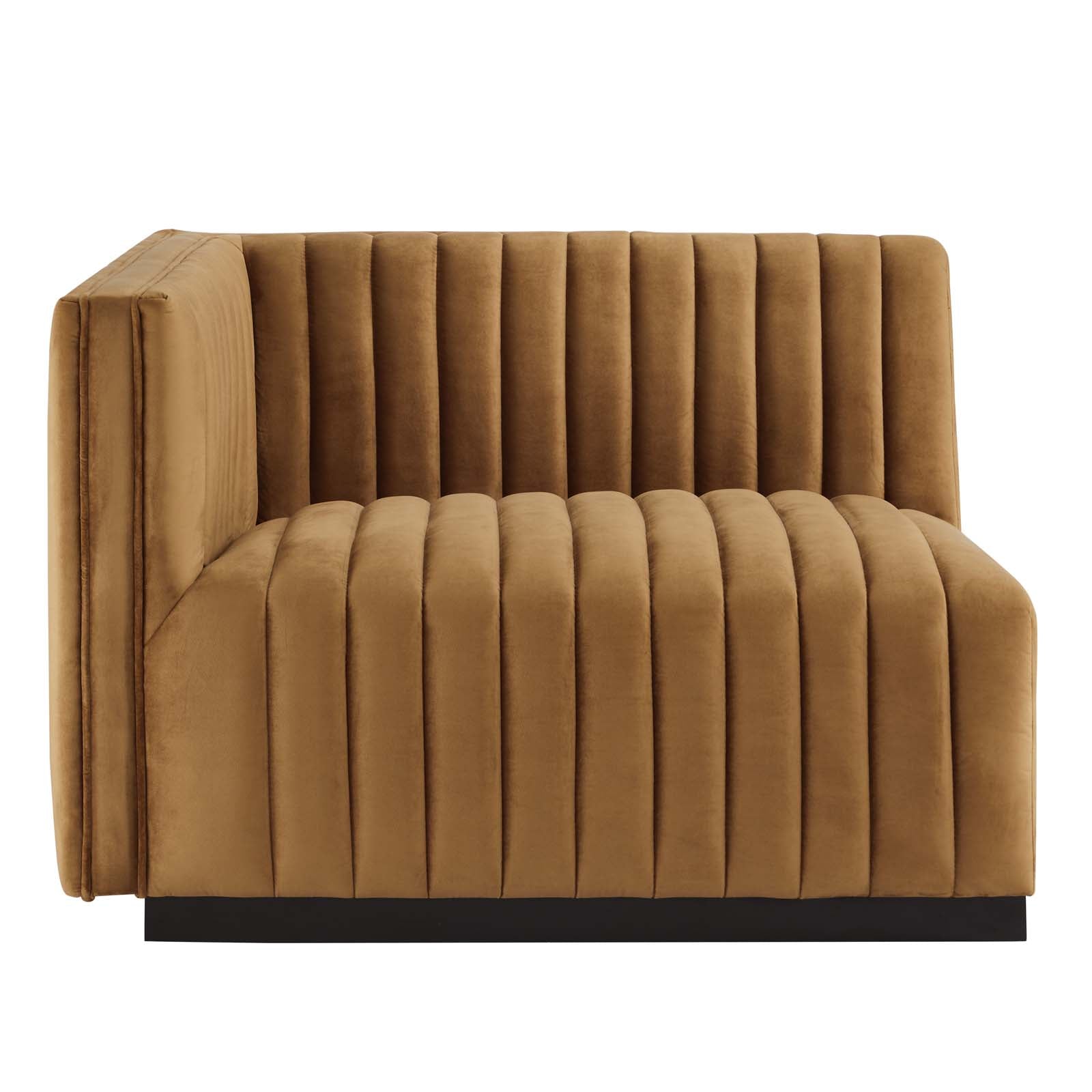 Modway Accent Chairs - Conjure Channel Tufted Performance Velvet Left-Arm Chair Black Cognac