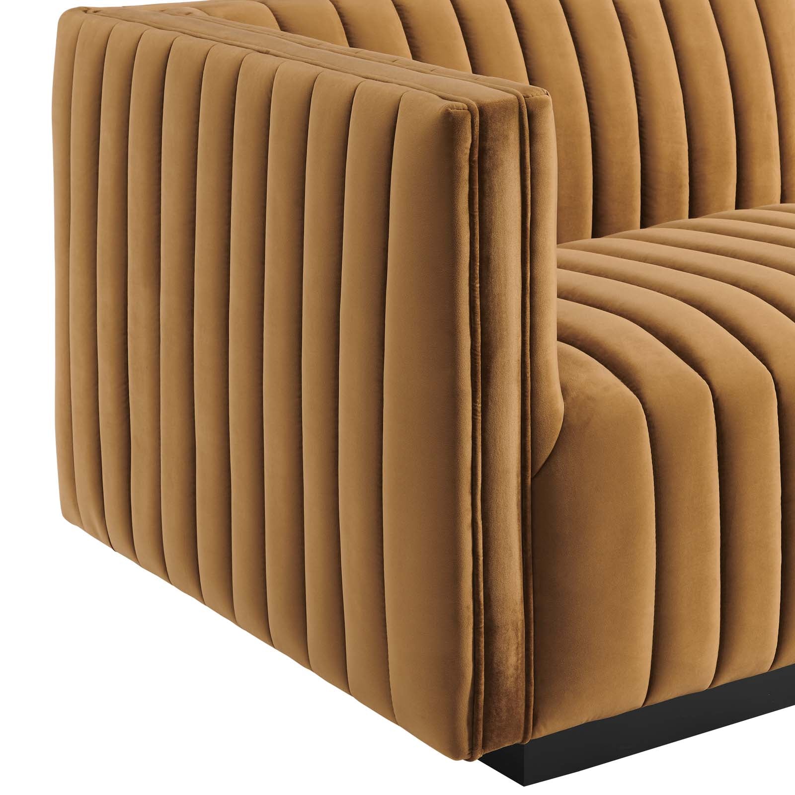 Modway Accent Chairs - Conjure Channel Tufted Performance Velvet Left-Arm Chair Black Cognac