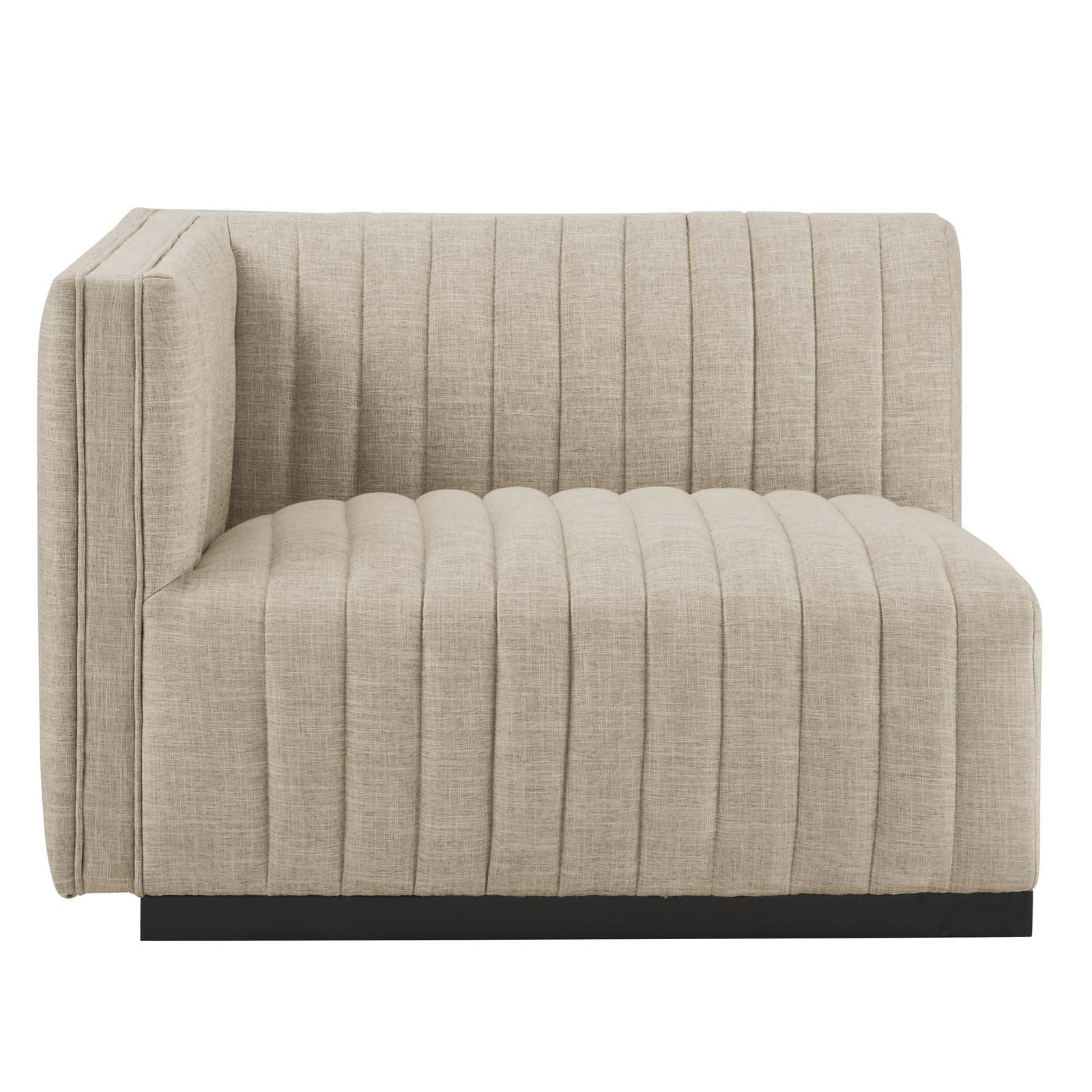 Modway Accent Chairs - Conjure Channel Tufted Upholstered Fabric Left-Arm Chair Black Beige