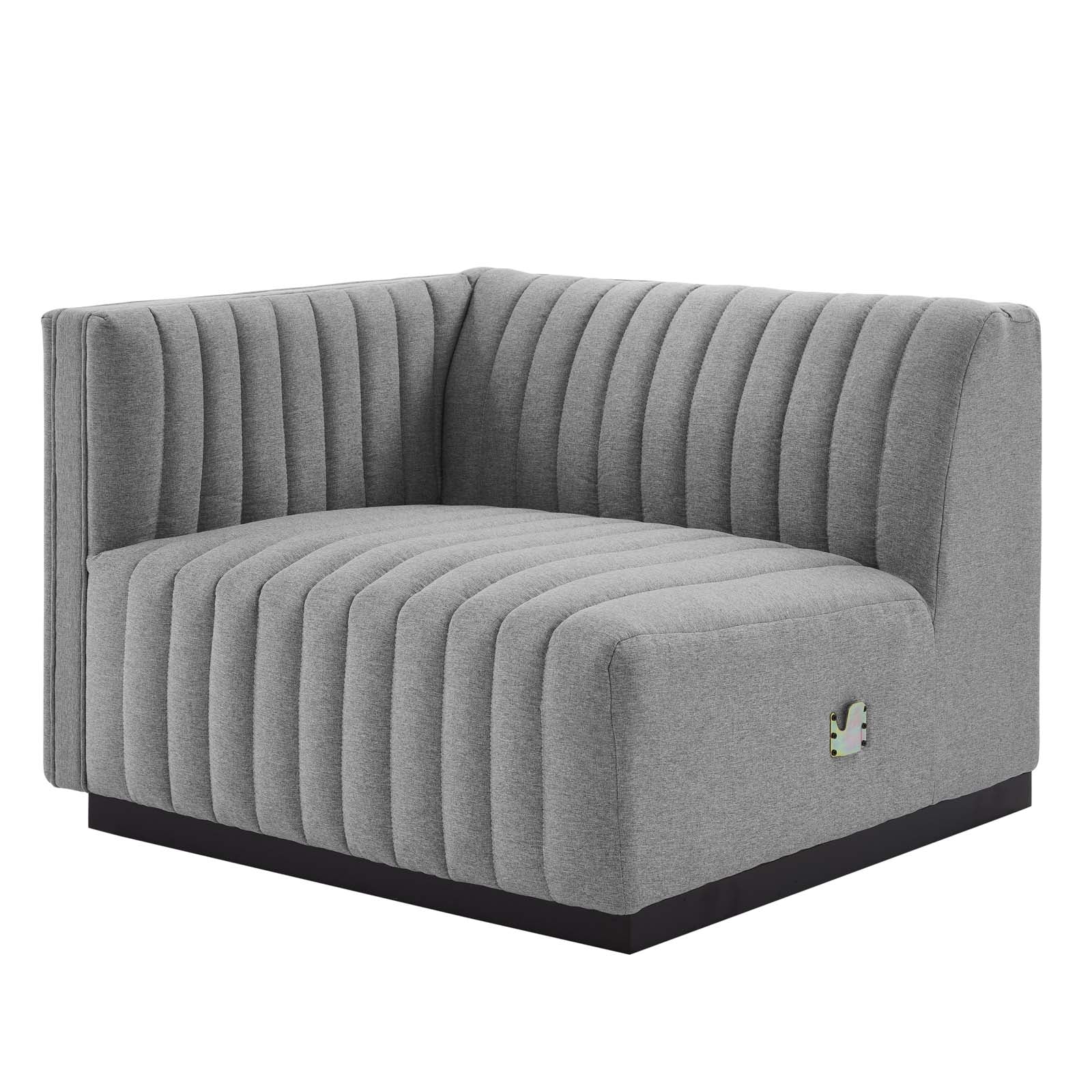 Modway Accent Chairs - Conjure Channel Tufted Upholstered Fabric Left-Arm Chair Black Light Gray