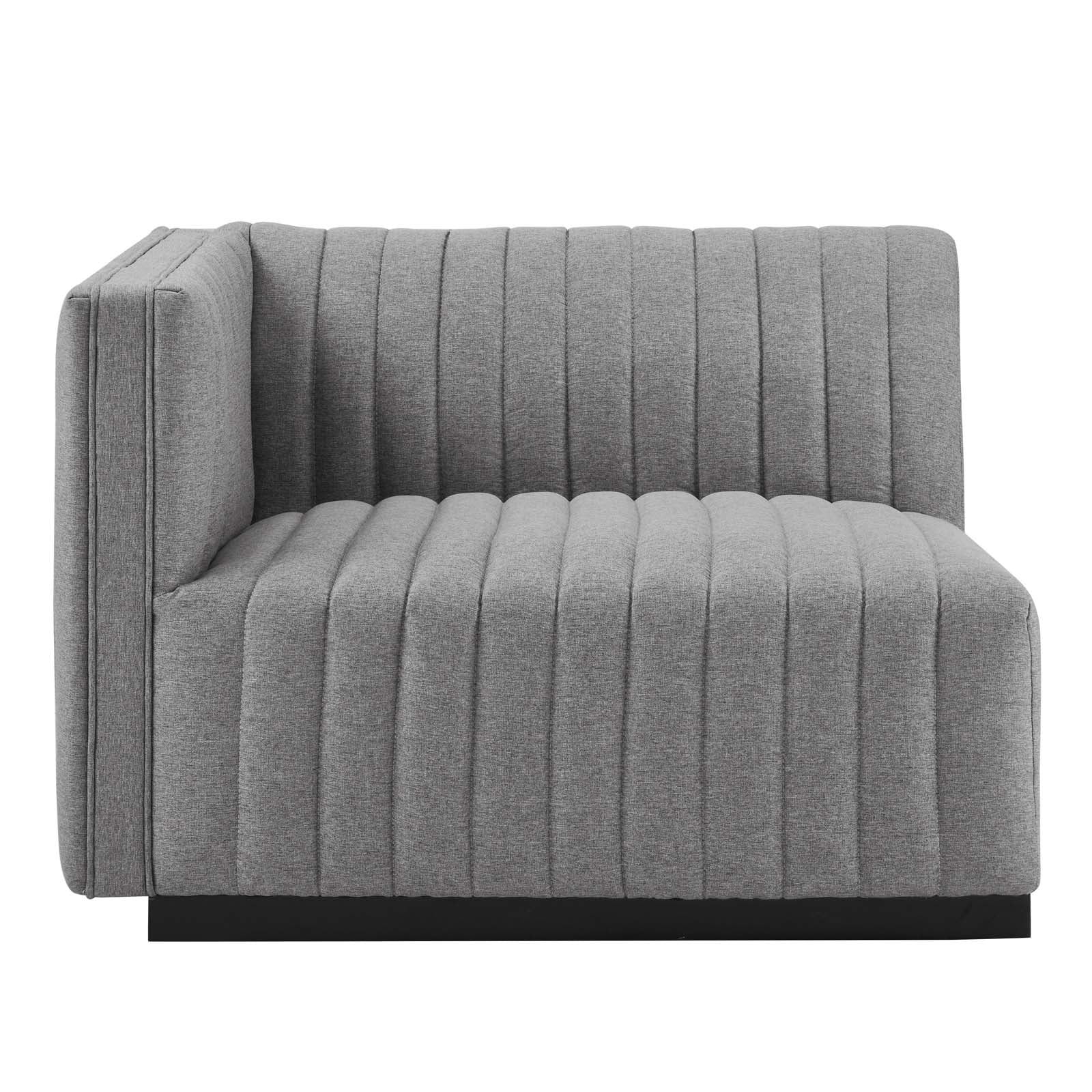 Modway Accent Chairs - Conjure Channel Tufted Upholstered Fabric Left-Arm Chair Black Light Gray