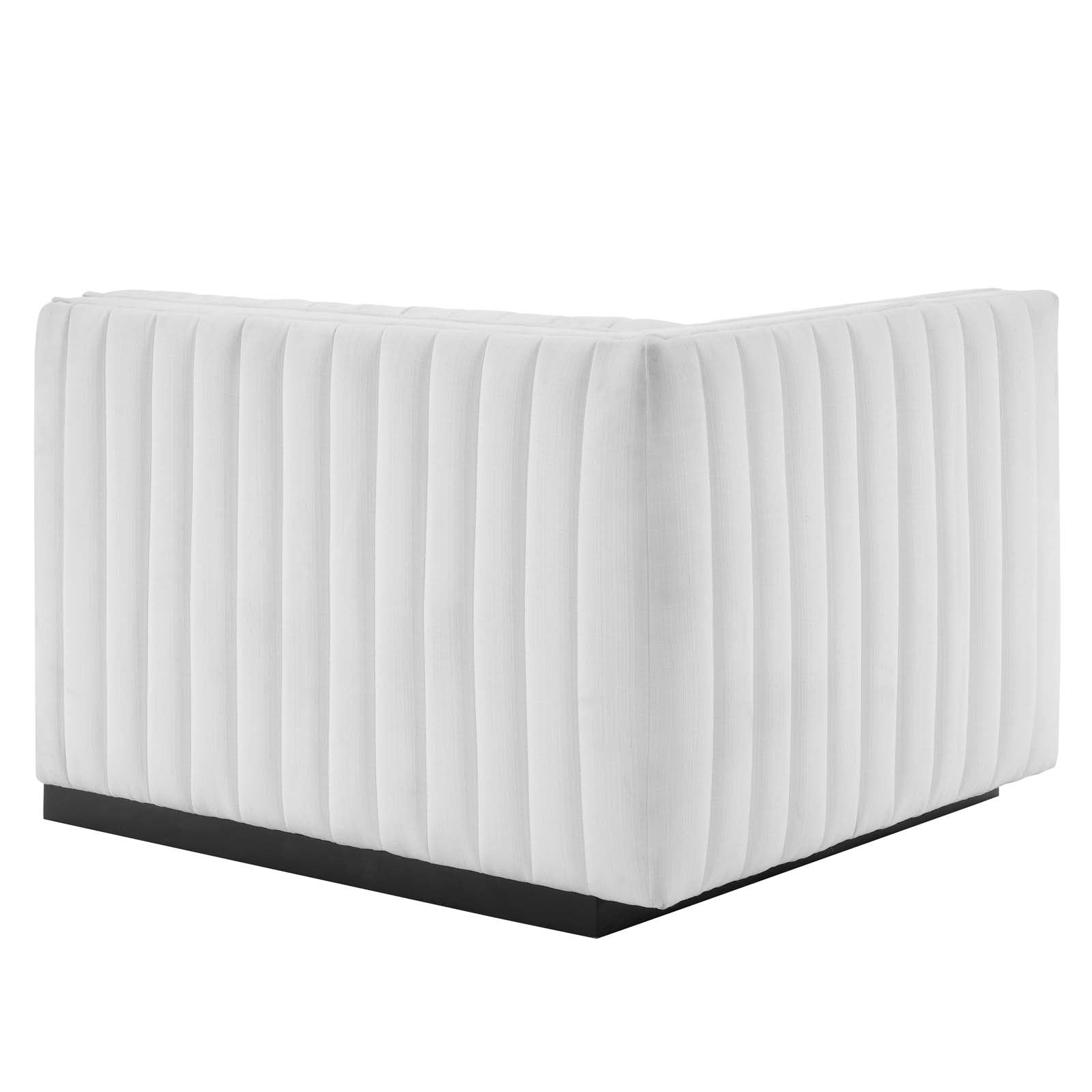 Modway Accent Chairs - Conjure Channel Tufted Upholstered Fabric Left-Arm Chair Black White
