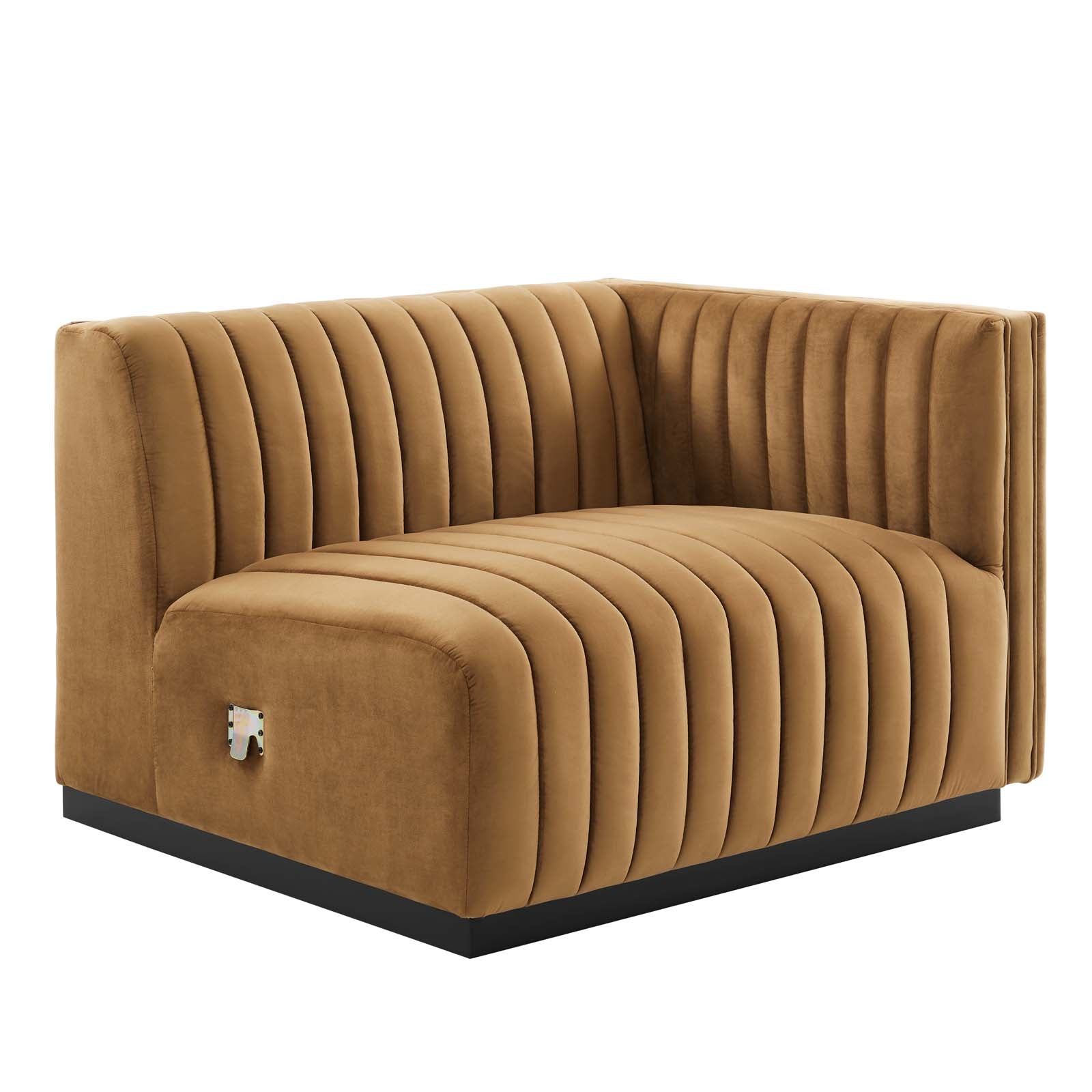 Modway Accent Chairs - Conjure Channel Tufted Performance Velvet Right-Arm Chair Black Cognac