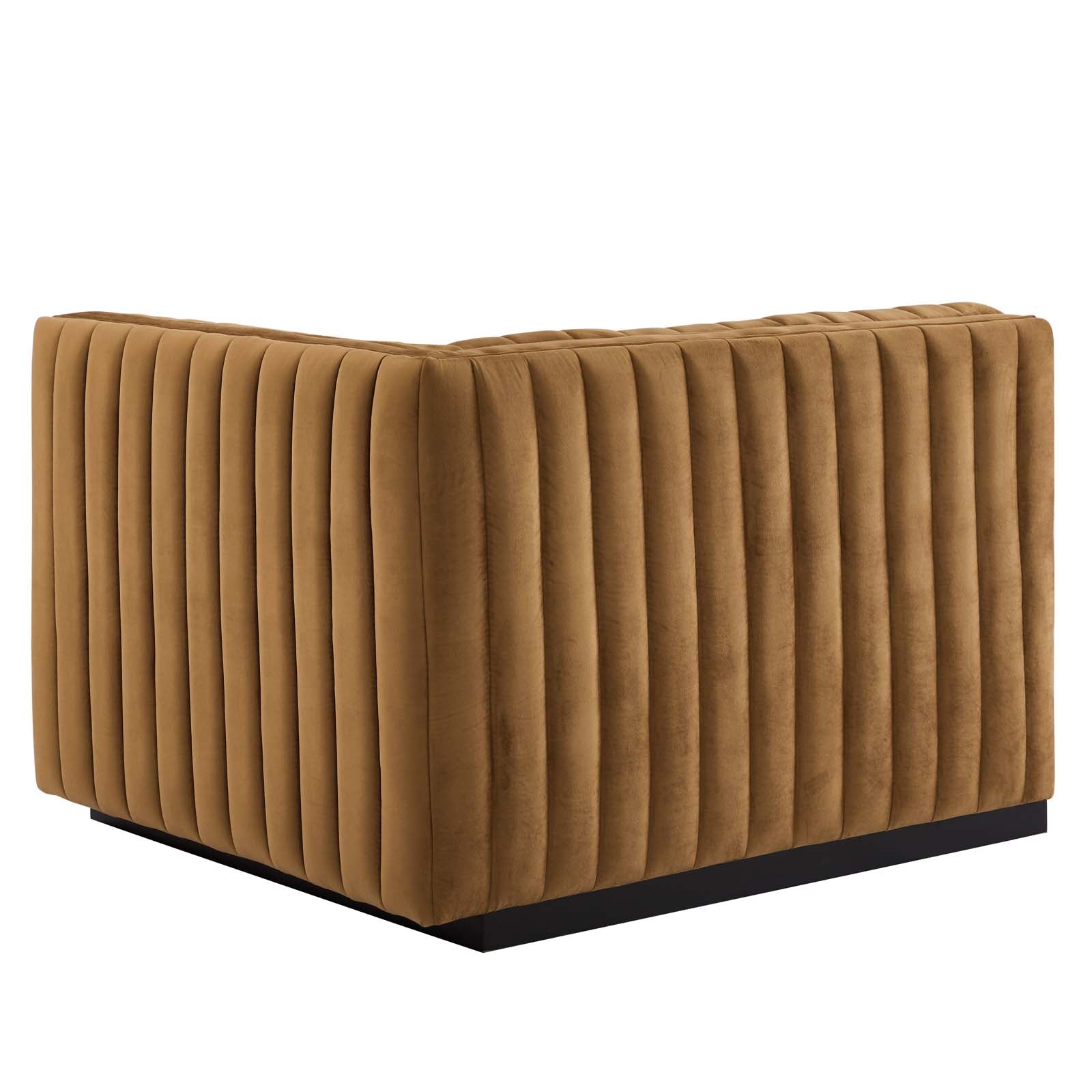 Modway Accent Chairs - Conjure Channel Tufted Performance Velvet Right-Arm Chair Black Cognac