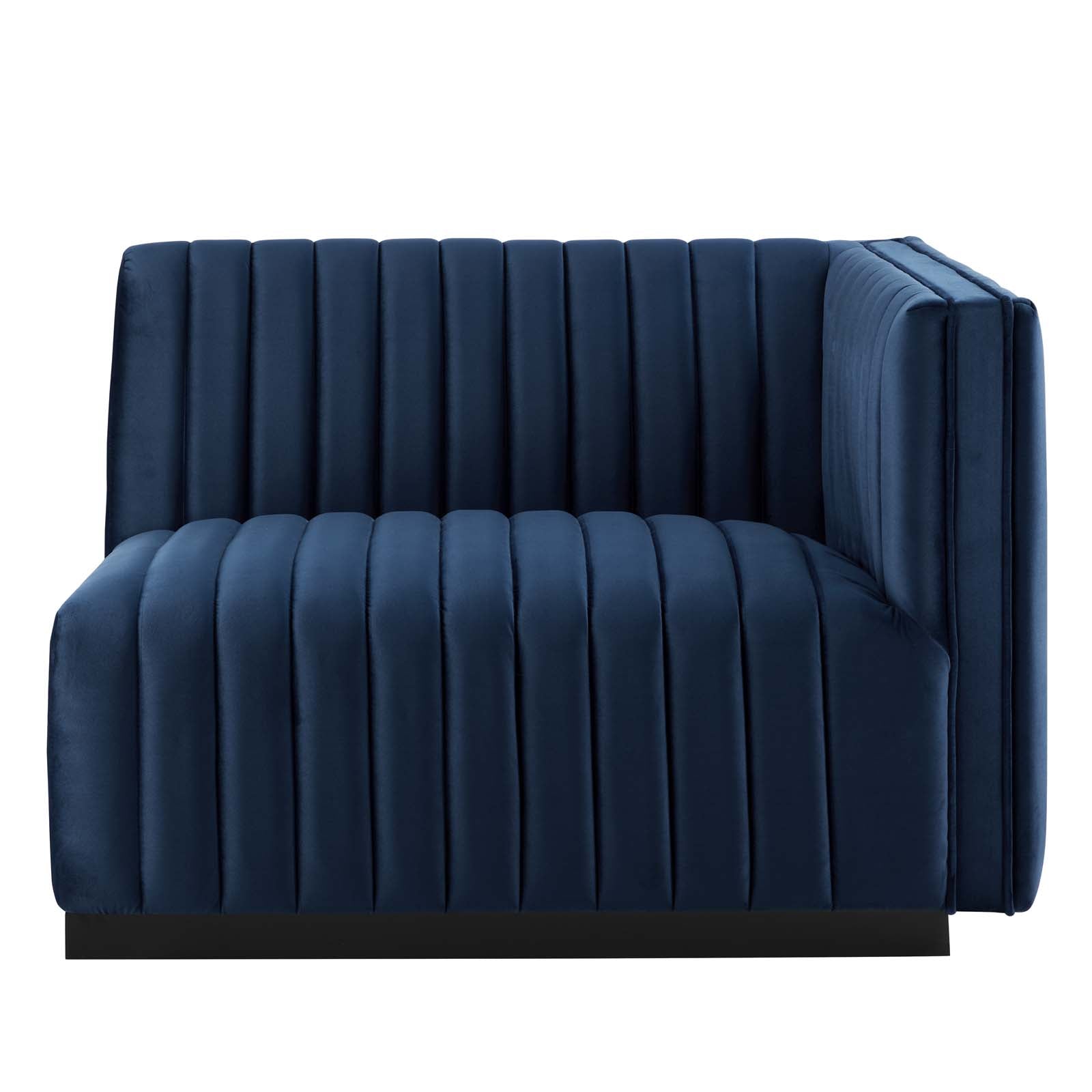 Modway Accent Chairs - Conjure Channel Tufted Performance Velvet Right-Arm Chair Black Midnight Blue